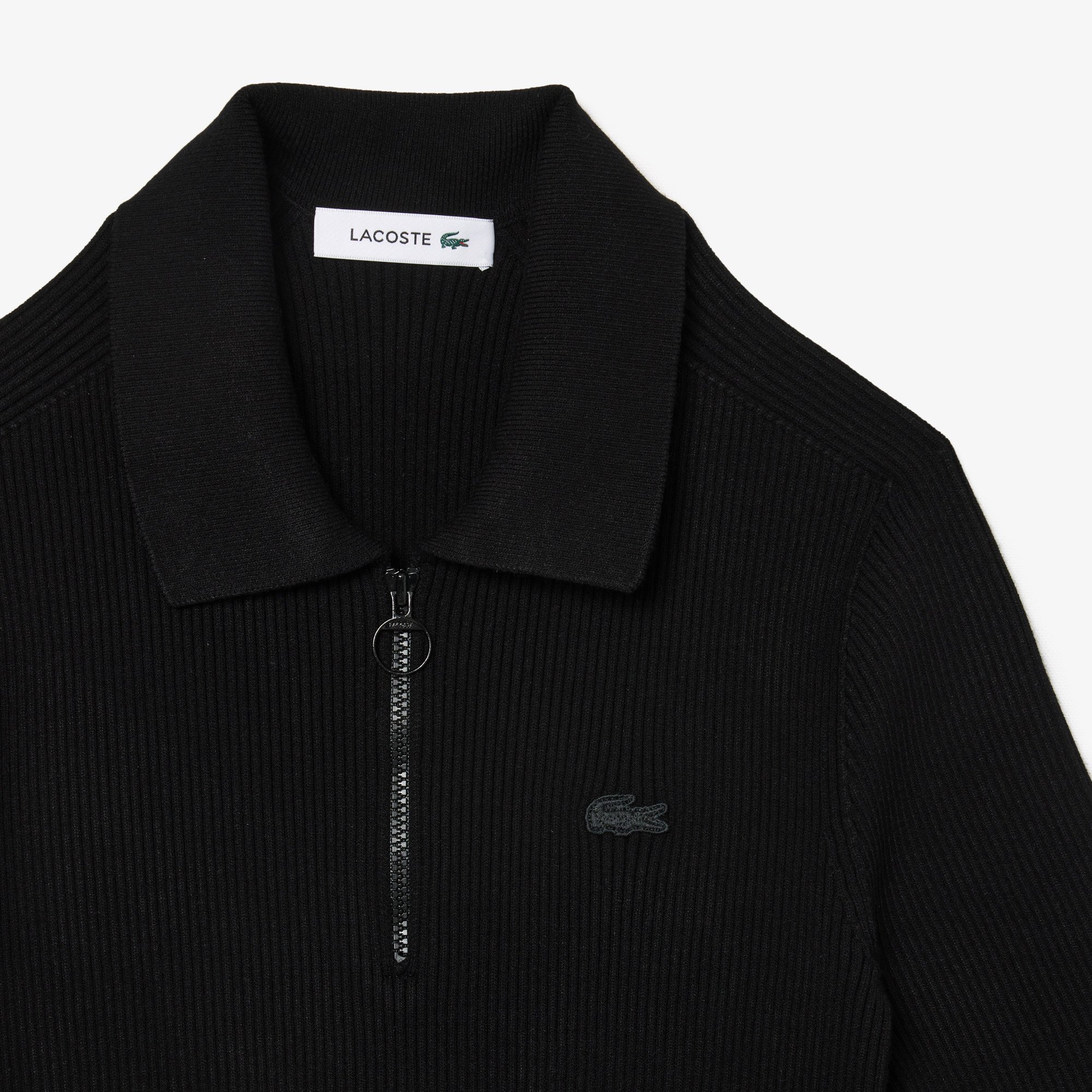 Đầm Polo Lacoste Nữ Dệt Kim Gân 3D Cổ Có Khóa Kéo