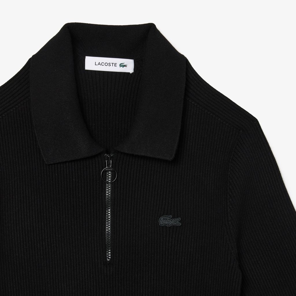 Đầm Polo Lacoste Nữ Dệt Kim Gân 3D Cổ Có Khóa Kéo