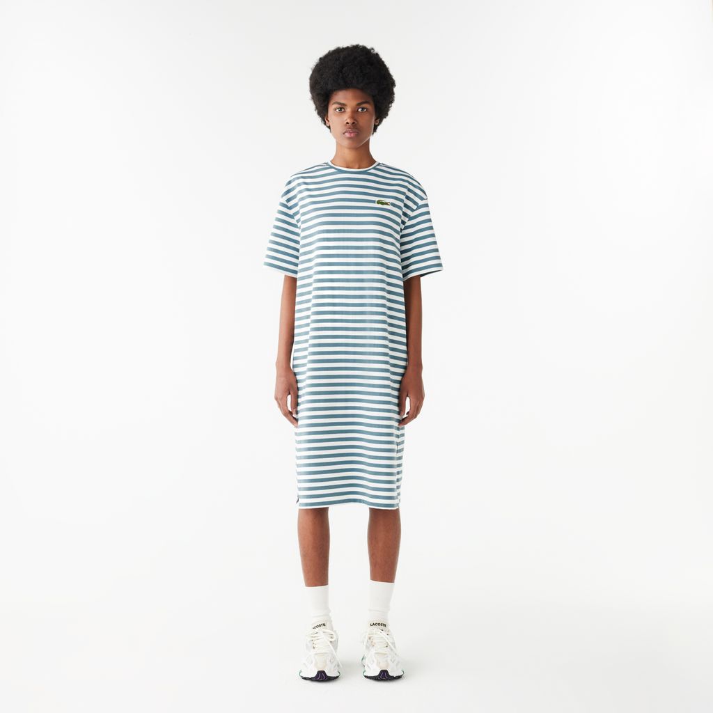 Đầm Lacoste Nữ Sọc Độ Dài Vừa Phải Chất Liệu Cotton Jersey