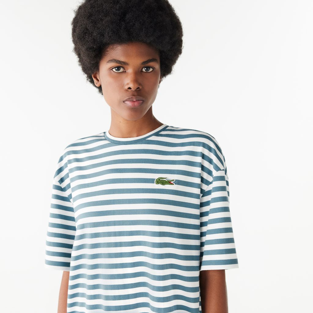 Đầm Lacoste Nữ Sọc Độ Dài Vừa Phải Chất Liệu Cotton Jersey