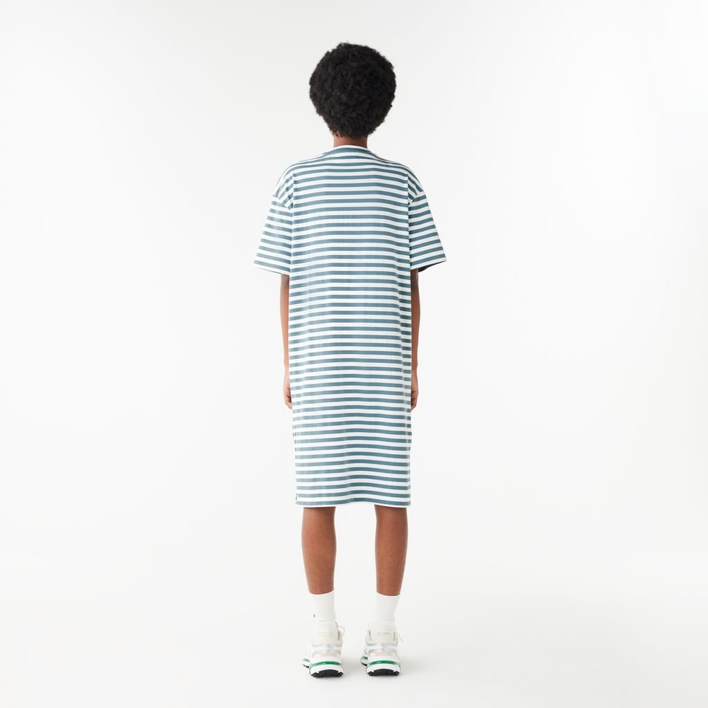 Đầm Lacoste Nữ Sọc Độ Dài Vừa Phải Chất Liệu Cotton Jersey