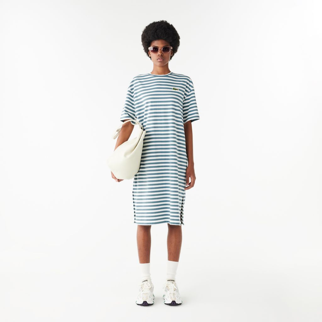 Đầm Lacoste Nữ Sọc Độ Dài Vừa Phải Chất Liệu Cotton Jersey