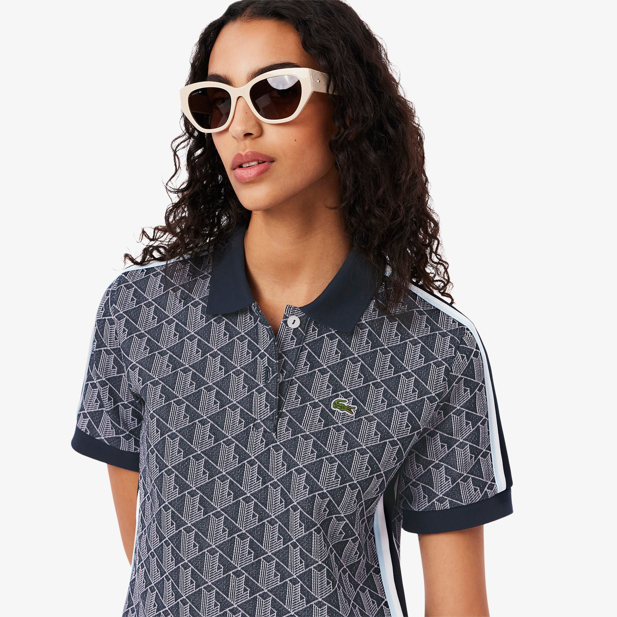 Đầm Polo Lacoste Nữ Ôm Dáng Họa Tiết Monogram