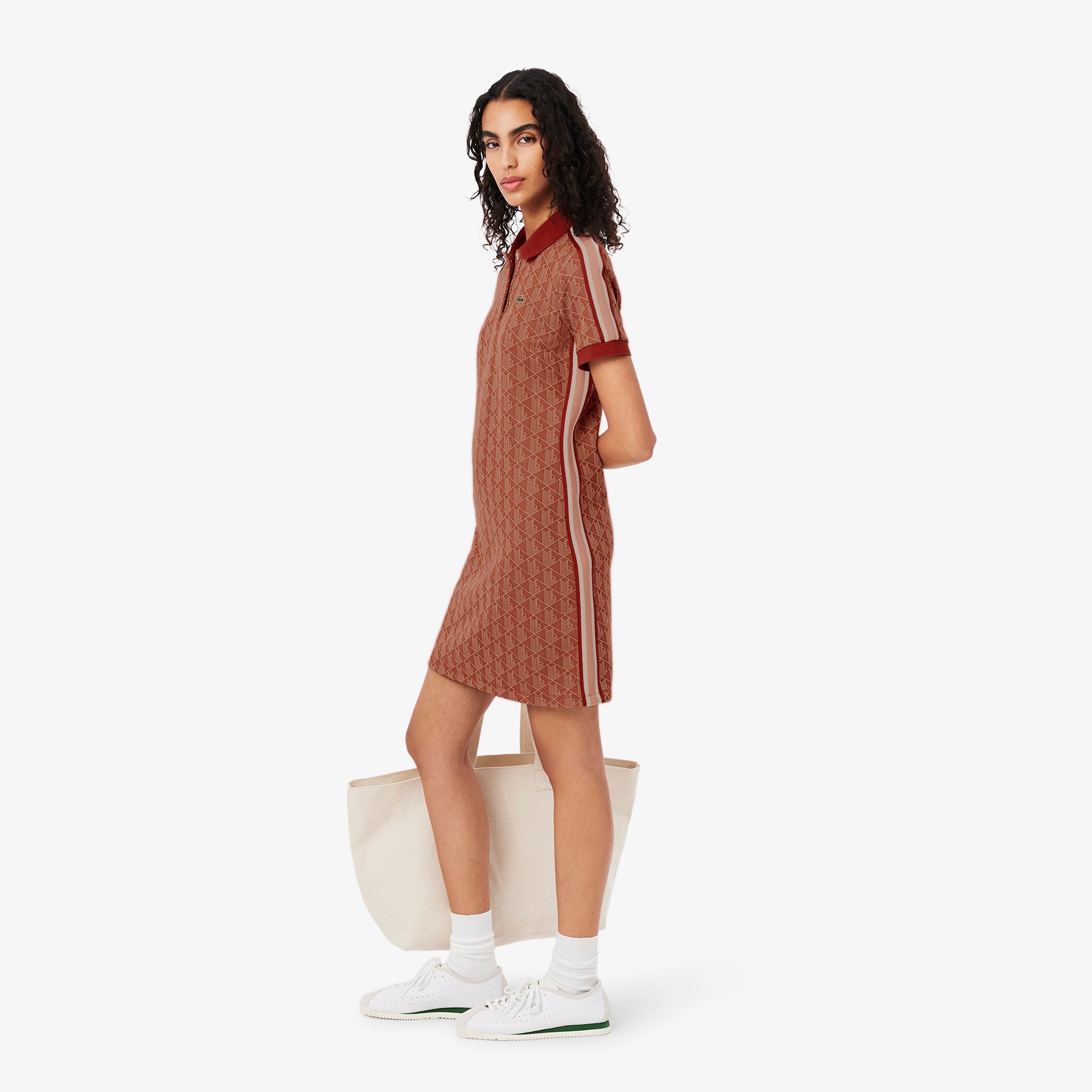 Đầm Polo Lacoste Nữ Ôm Dáng Họa Tiết Monogram