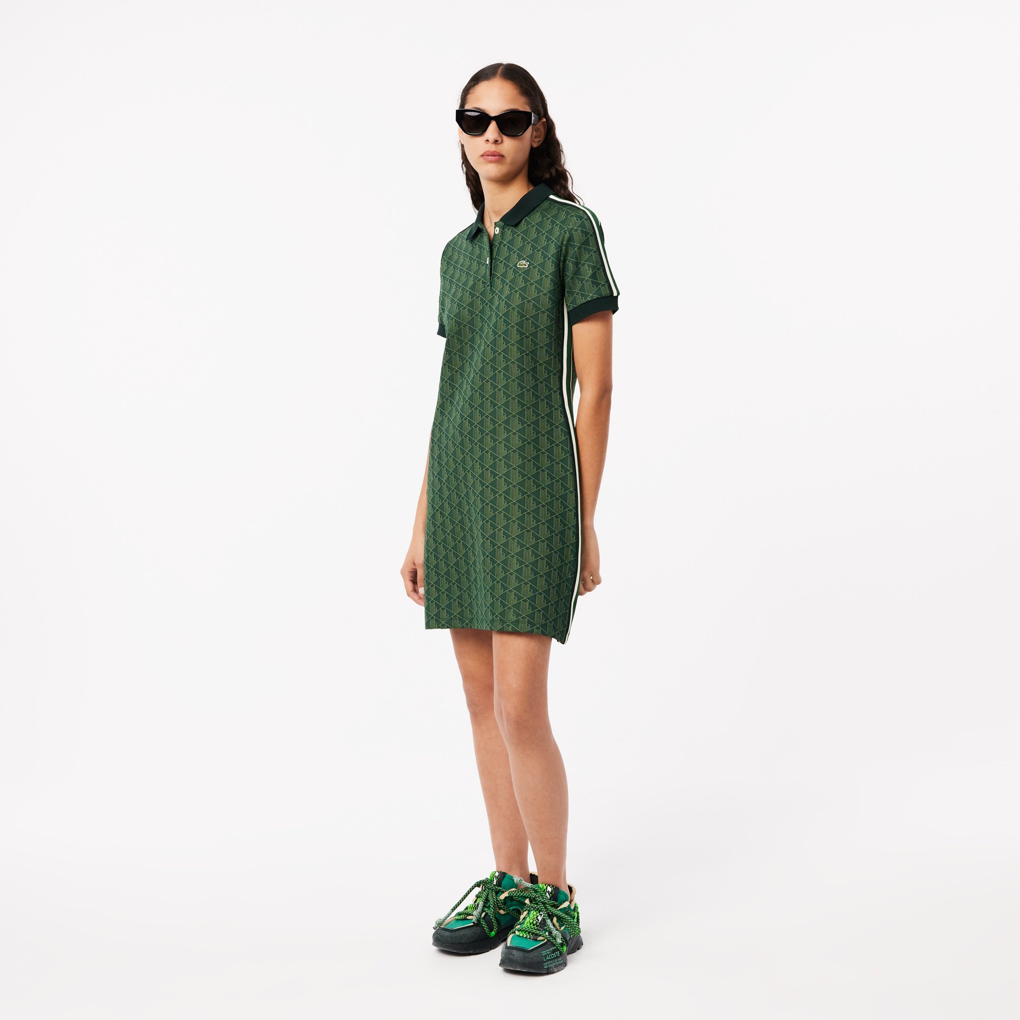 Đầm Polo Lacoste Nữ Ôm Dáng Họa Tiết Monogram