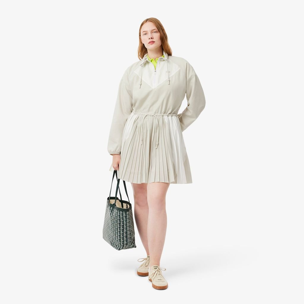 Đầm Thun Ngắn Lacoste Nữ Dáng Rộng Xếp Ly