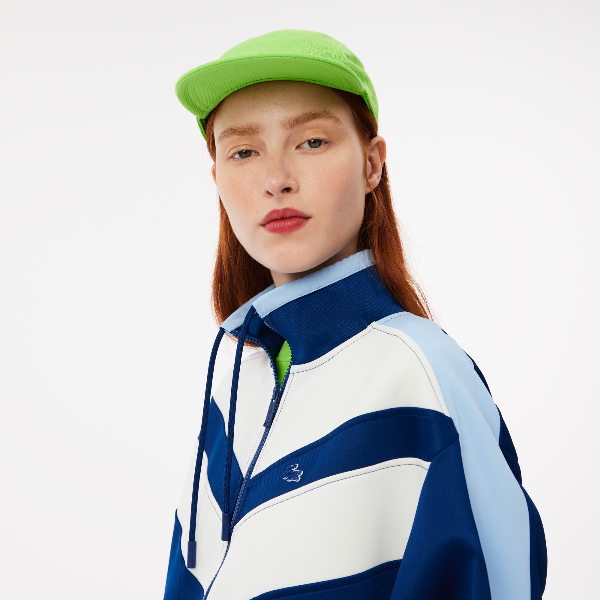 Đầm Thun Lacoste Nữ Dáng Rộng Interlock Xếp Ly