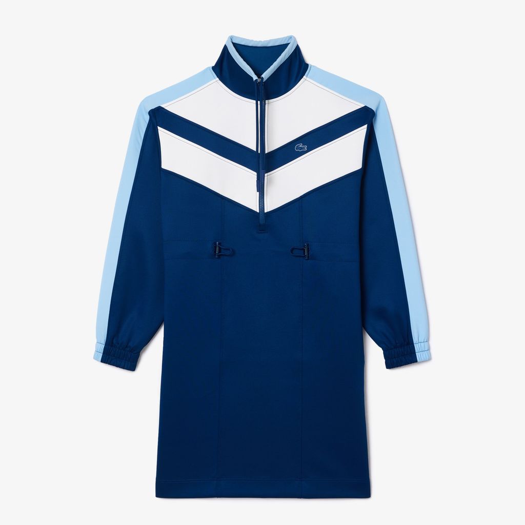 Đầm Thun Lacoste Nữ Dáng Rộng Interlock Xếp Ly