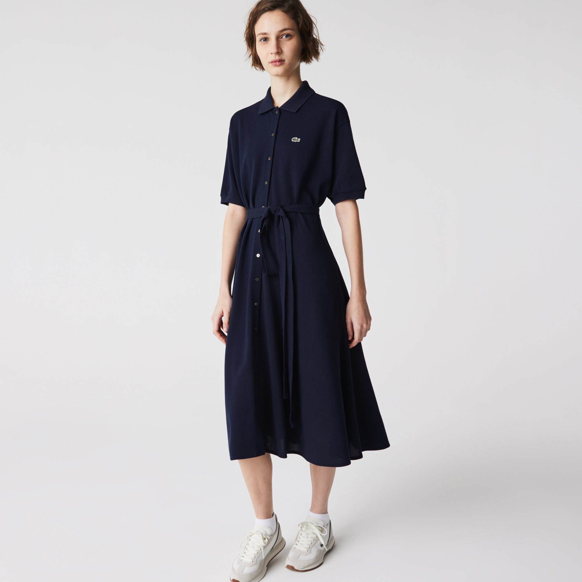 Đầm Polo Lacoste Nữ Có Đai Chất Liệu Cotton Piqué