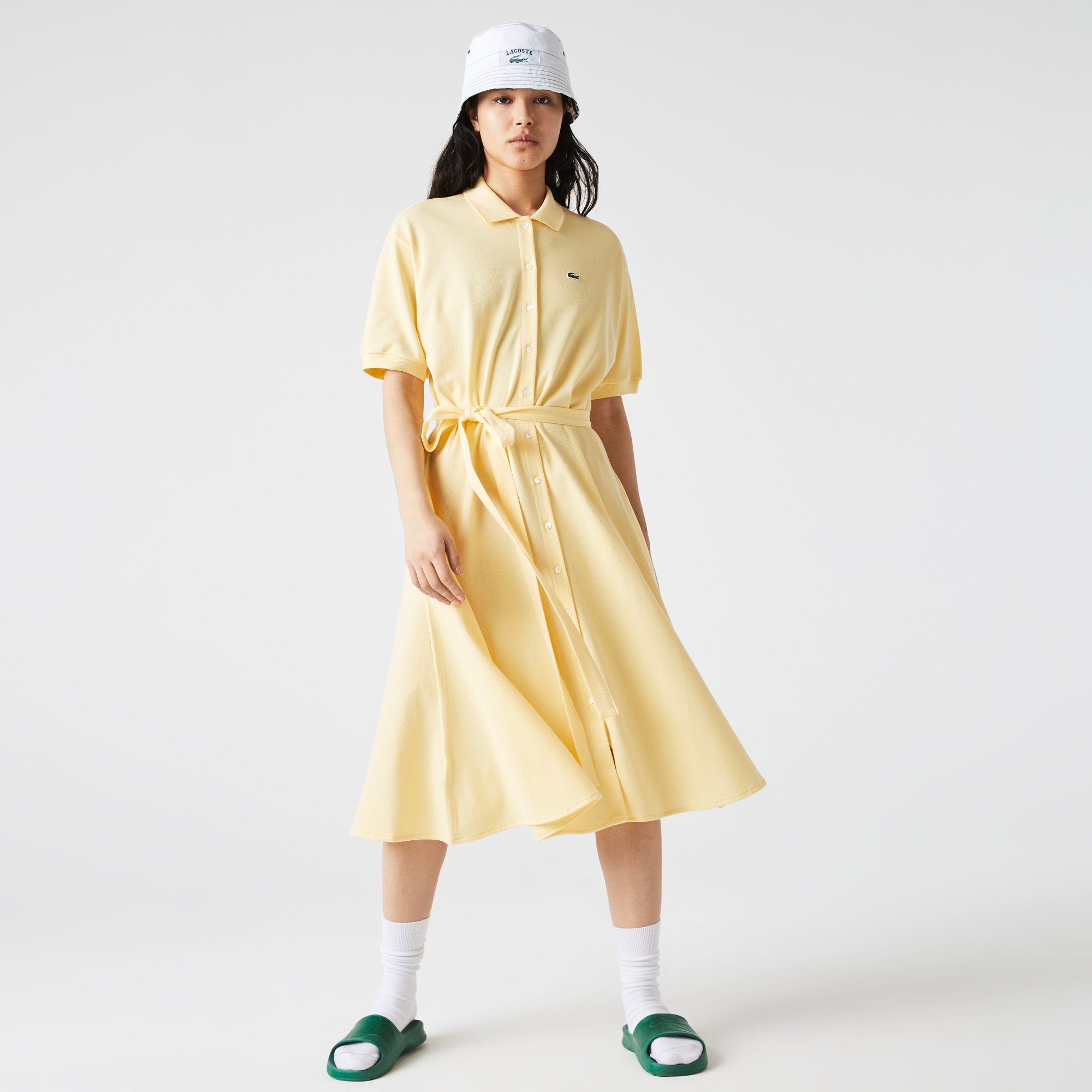 Đầm Polo Lacoste Nữ Có Đai Chất Liệu Cotton Piqué