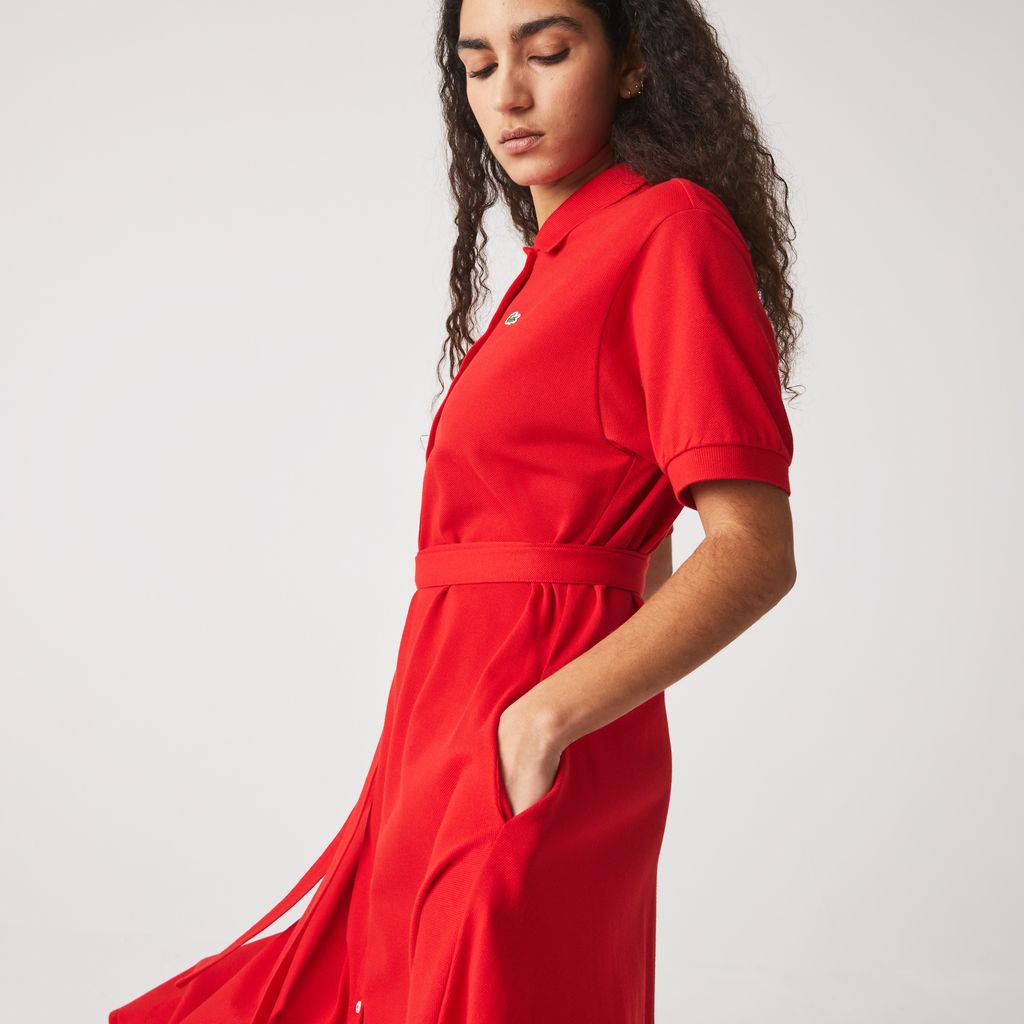 Đầm Polo Lacoste Nữ Có Đai Chất Liệu Cotton Piqué