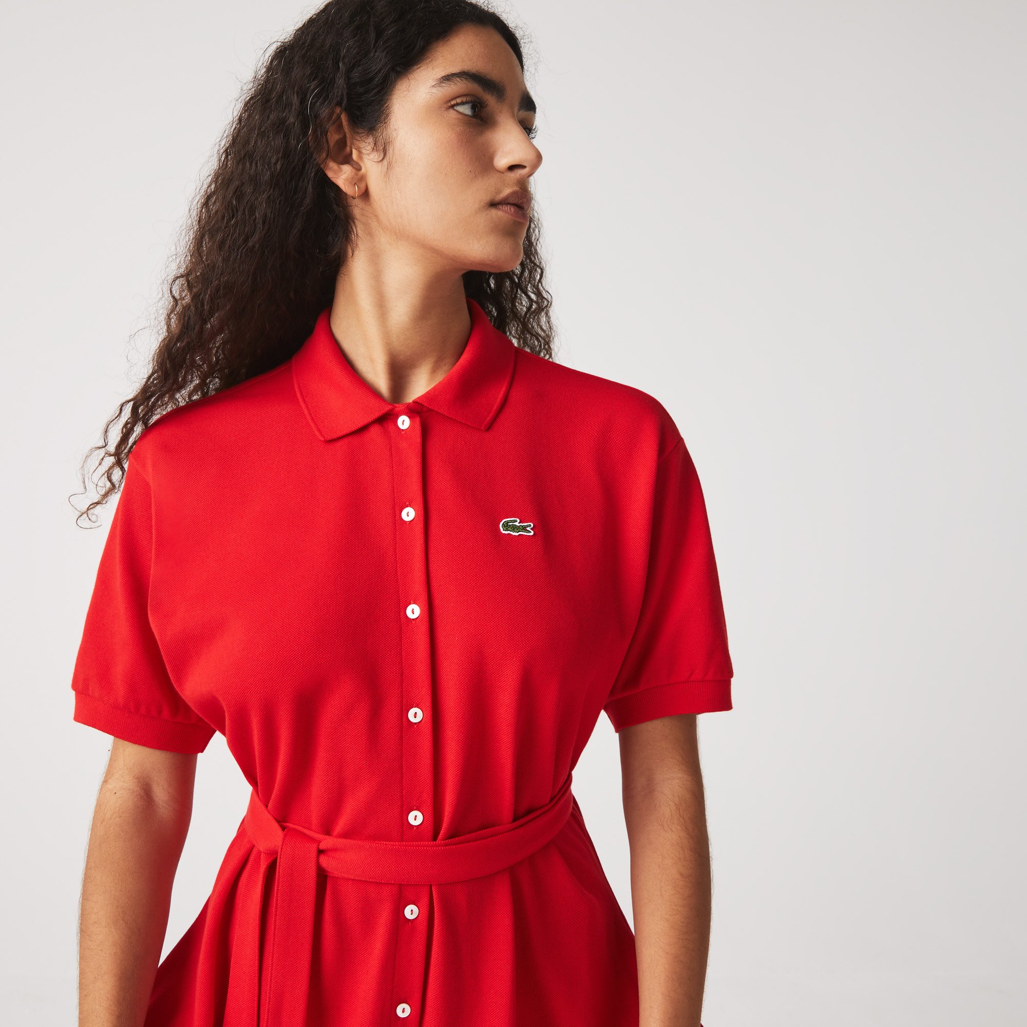 Đầm Polo Lacoste Nữ Có Đai Chất Liệu Cotton Piqué