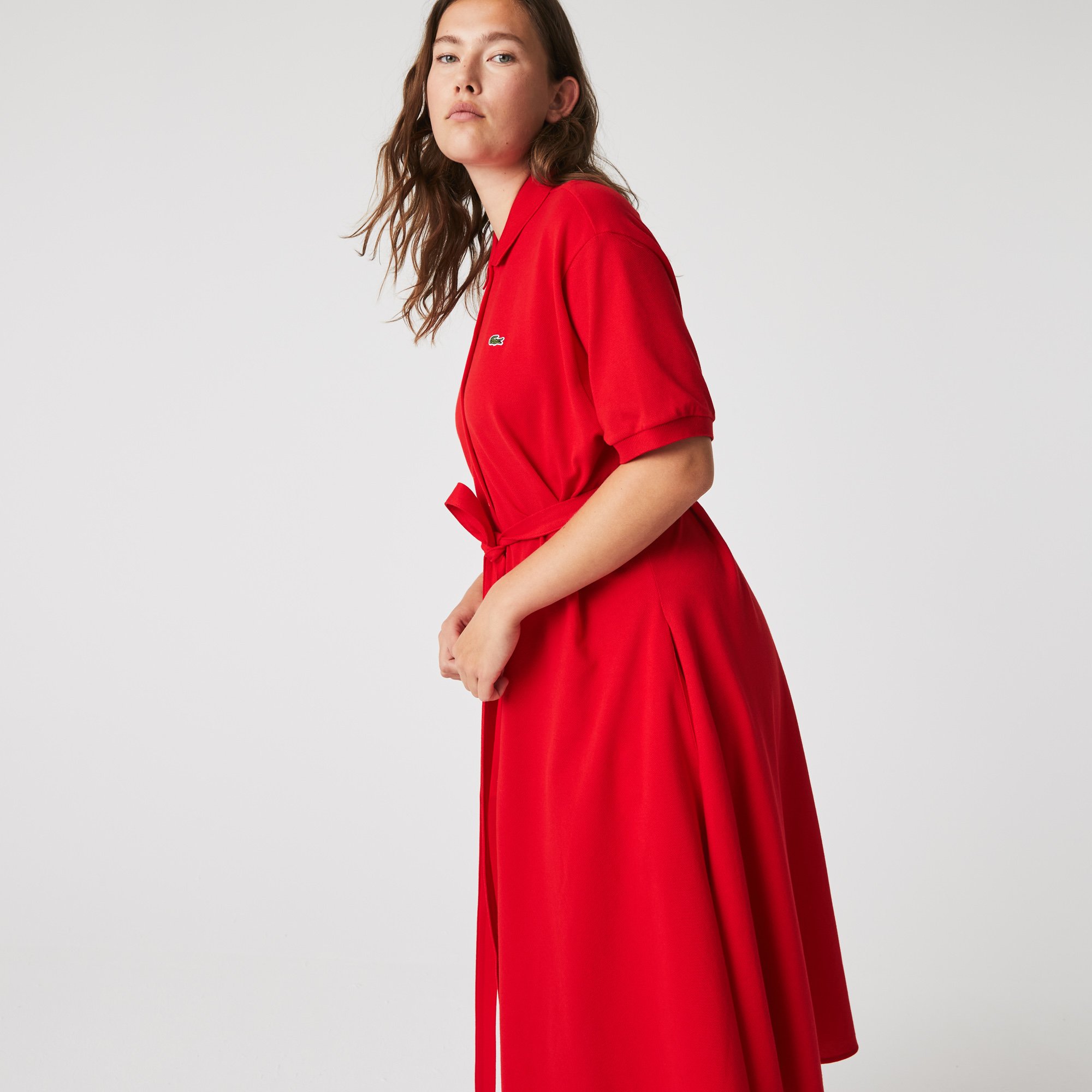 Đầm Polo Lacoste Nữ Có Đai Chất Liệu Cotton Piqué