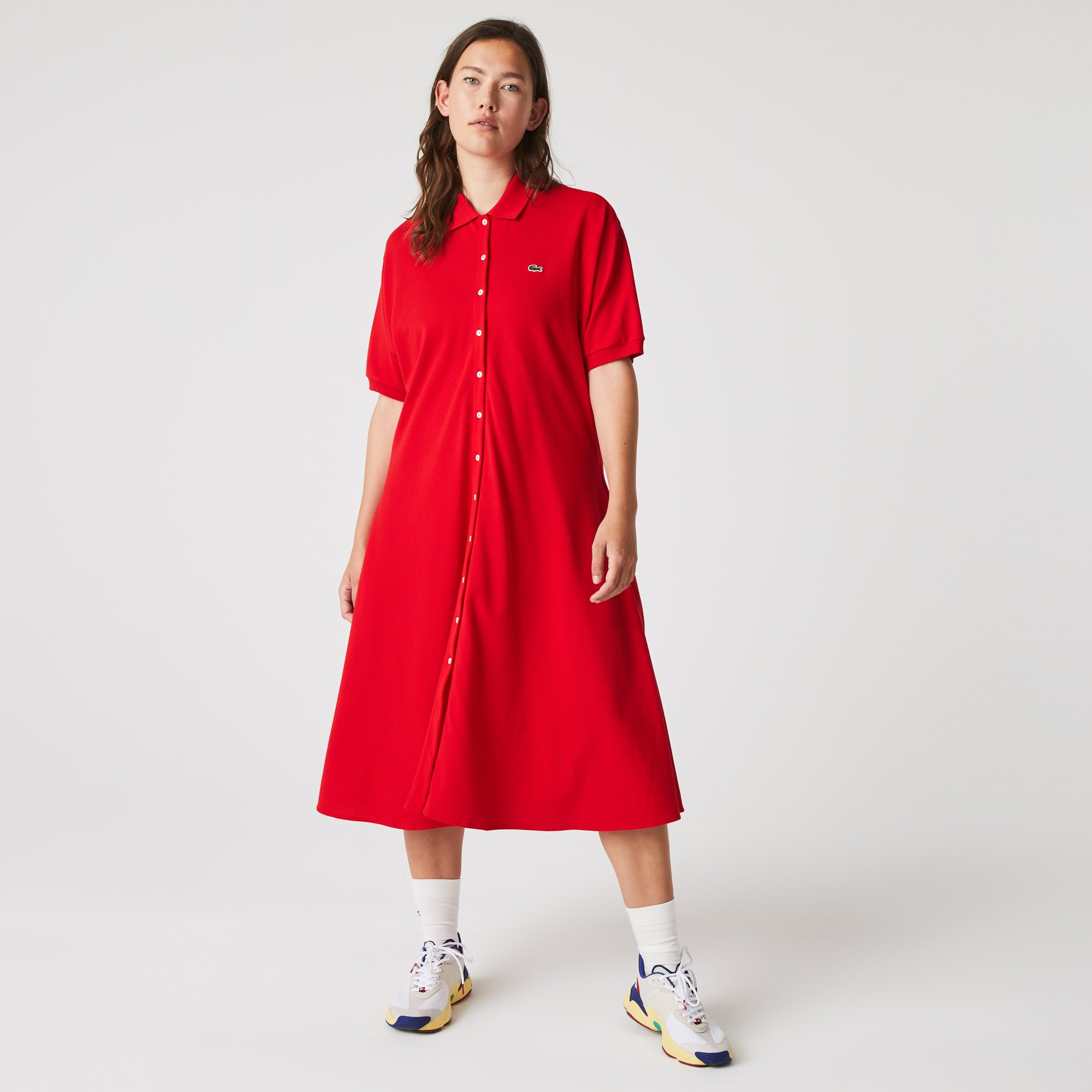 Đầm Polo Lacoste Nữ Có Đai Chất Liệu Cotton Piqué