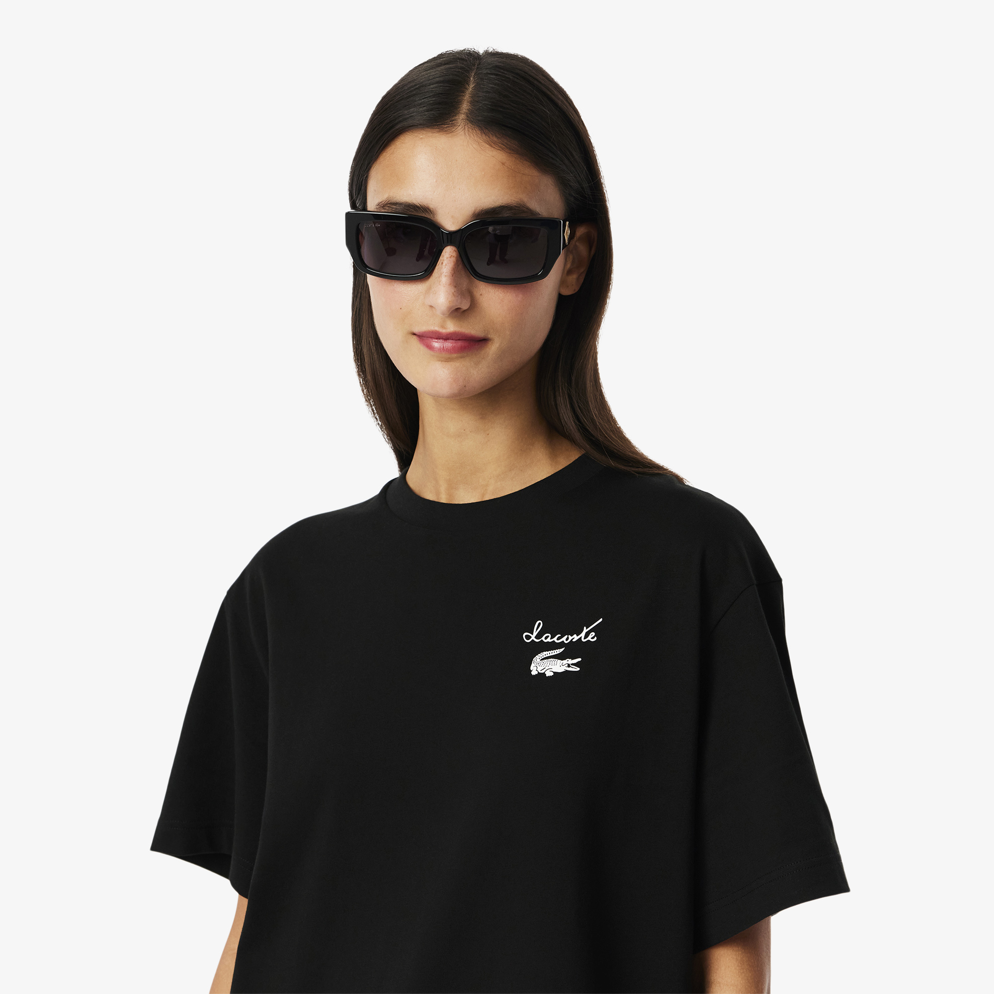 Đầm Thun Lacoste Nữ Dáng Rộng Chất Liệu Jersey Có Nhãn Hiệu