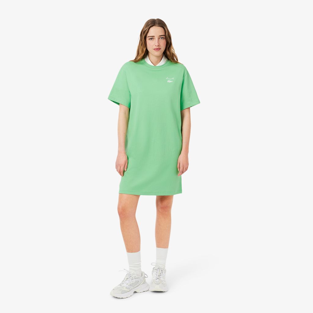 Đầm Thun Lacoste Nữ Dáng Rộng Chất Liệu Jersey Có Nhãn Hiệu