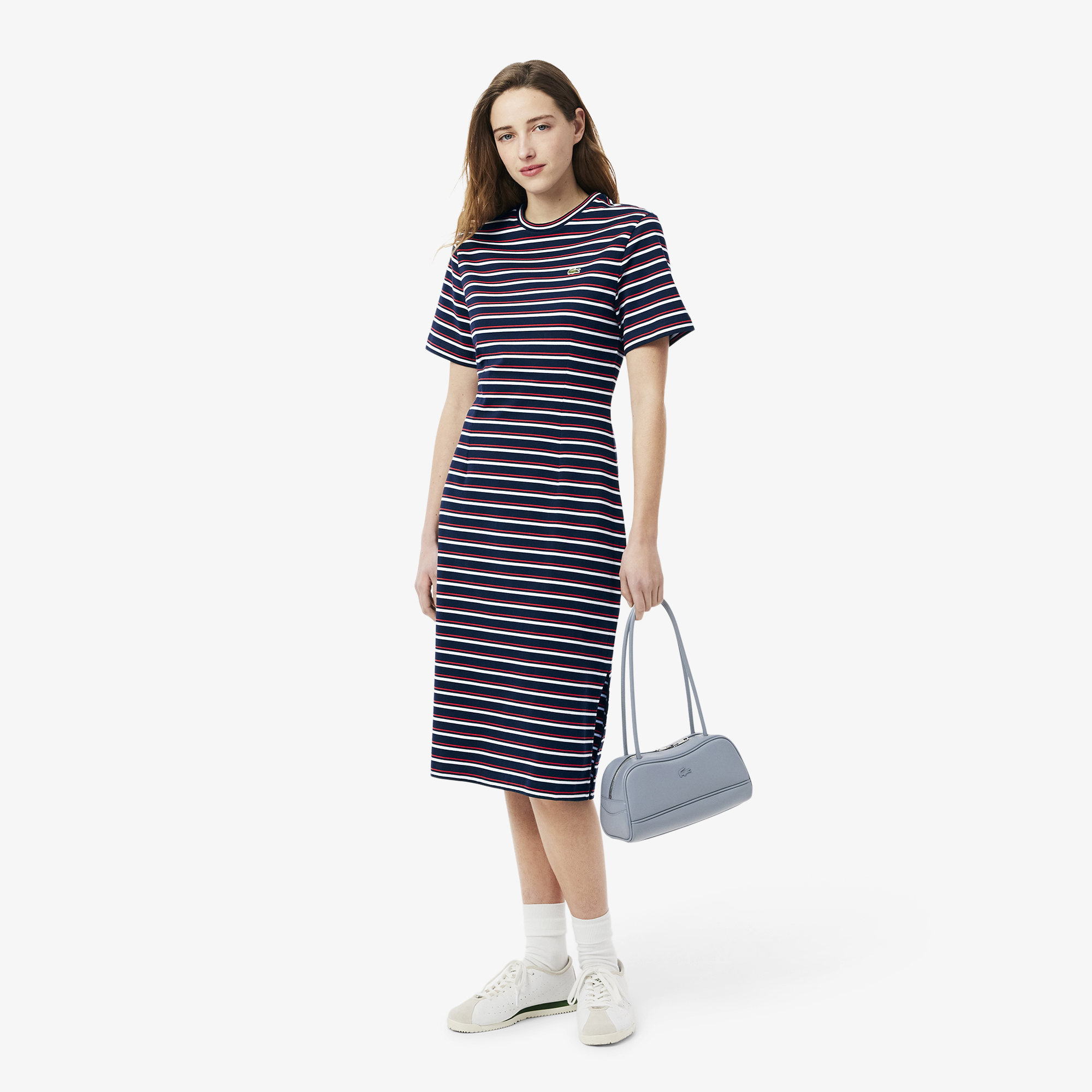 Đầm Thun Lacoste Nữ Chất Liệu Jersey Họa Tiết Sọc