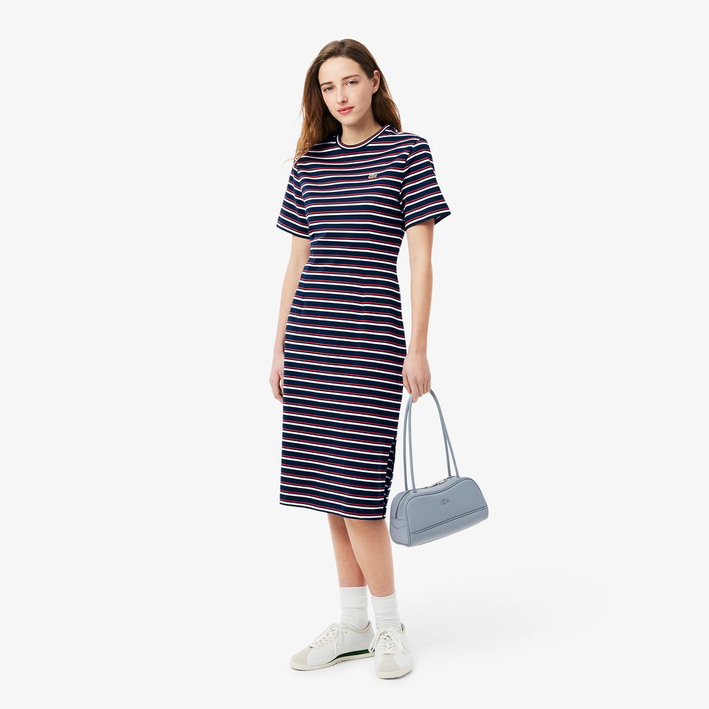 Đầm Thun Lacoste Nữ Chất Liệu Jersey Họa Tiết Sọc