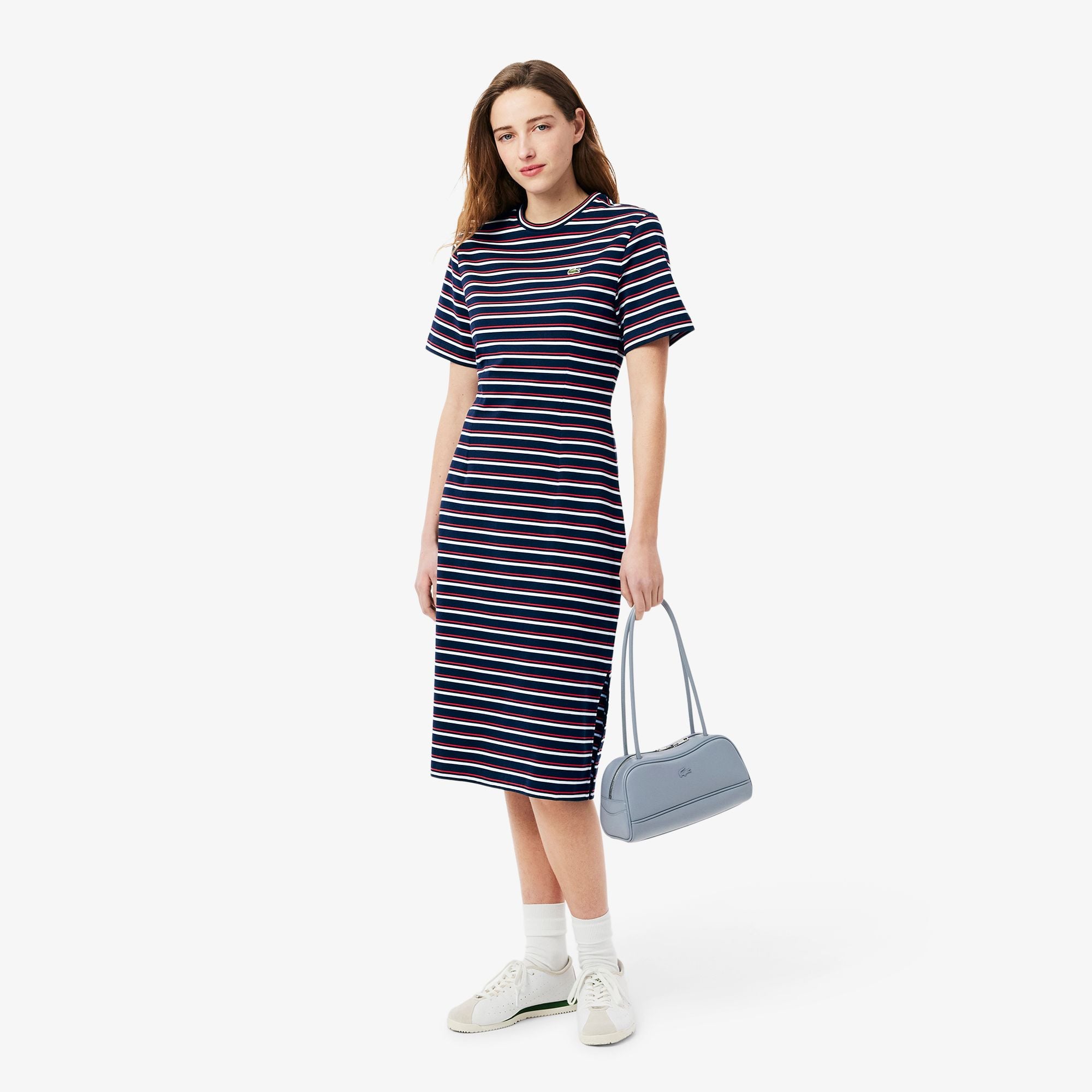 Đầm Thun Lacoste Nữ Chất Liệu Jersey Họa Tiết Sọc