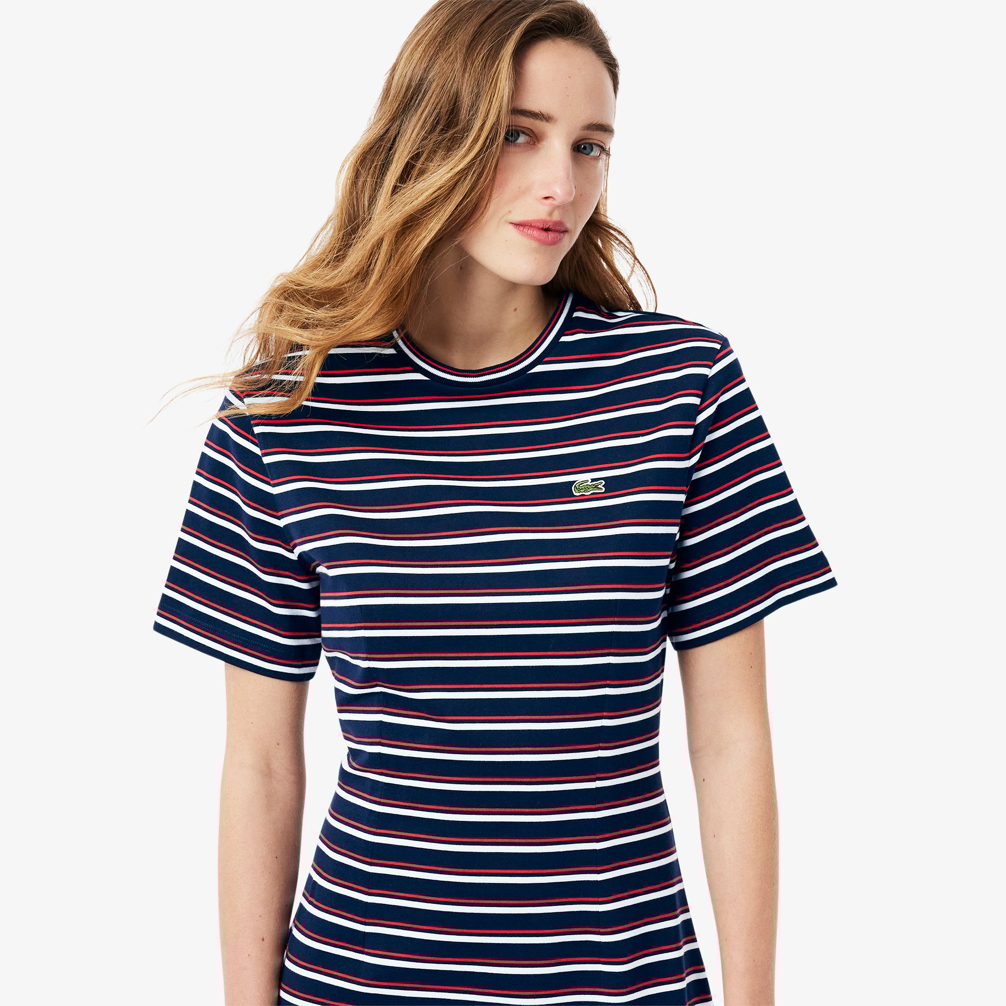 Đầm Thun Lacoste Nữ Chất Liệu Jersey Họa Tiết Sọc