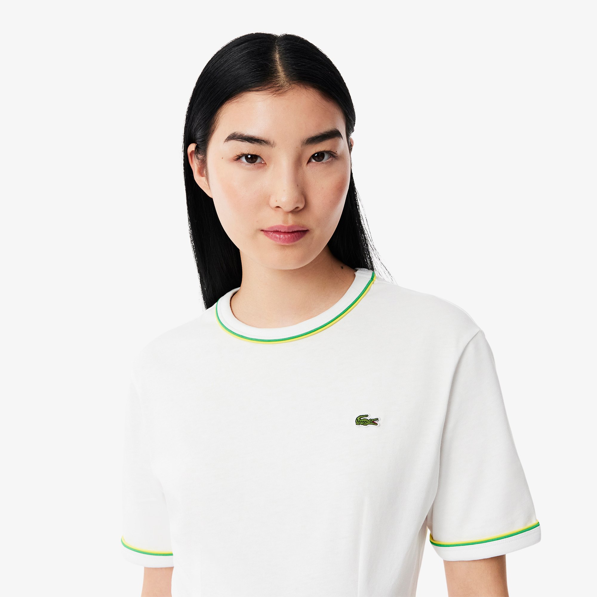 Đầm Thun Lacoste Nữ Chất Liệu Jersey Họa Tiết Viền Nổi Bật