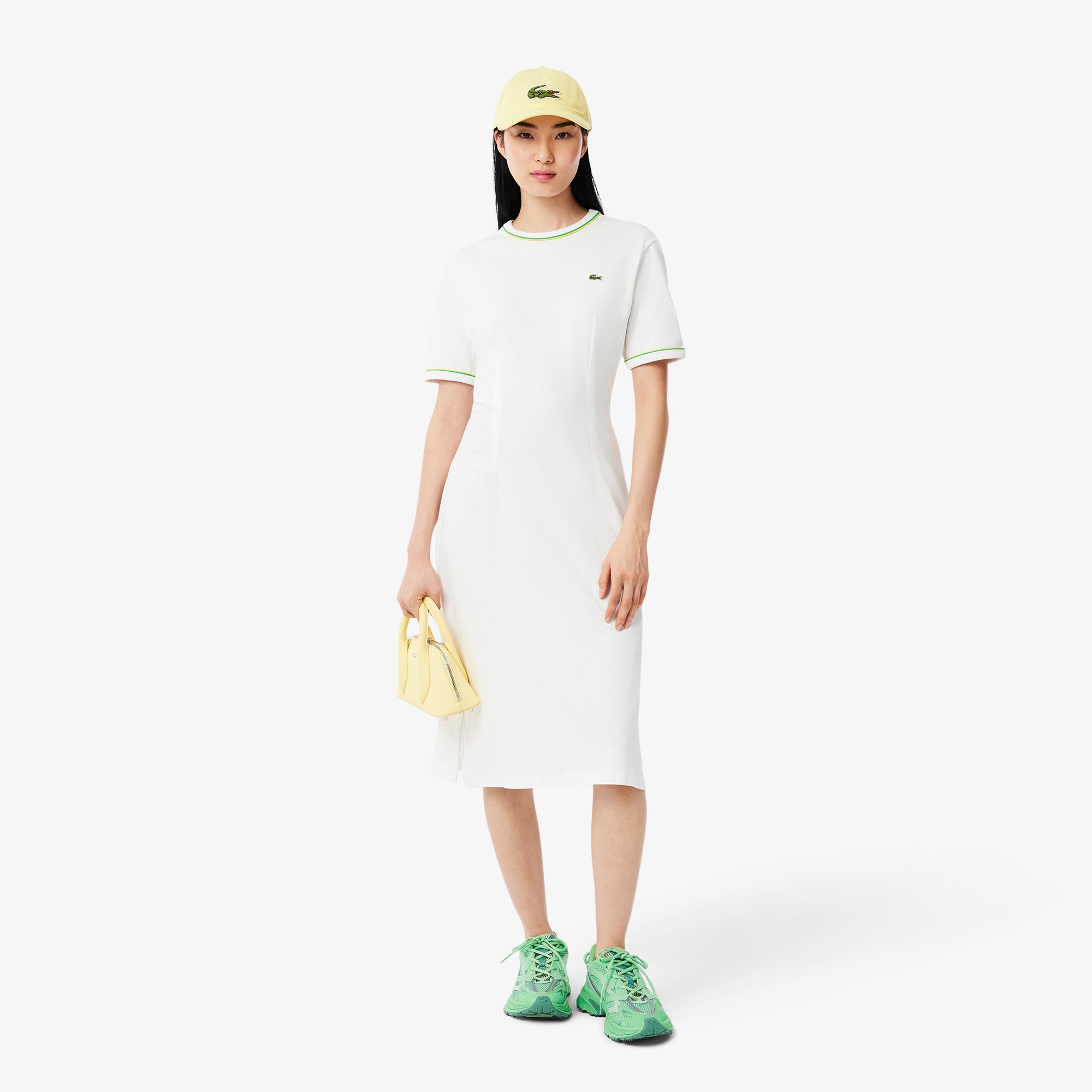 Đầm Thun Lacoste Nữ Chất Liệu Jersey Họa Tiết Viền Nổi Bật