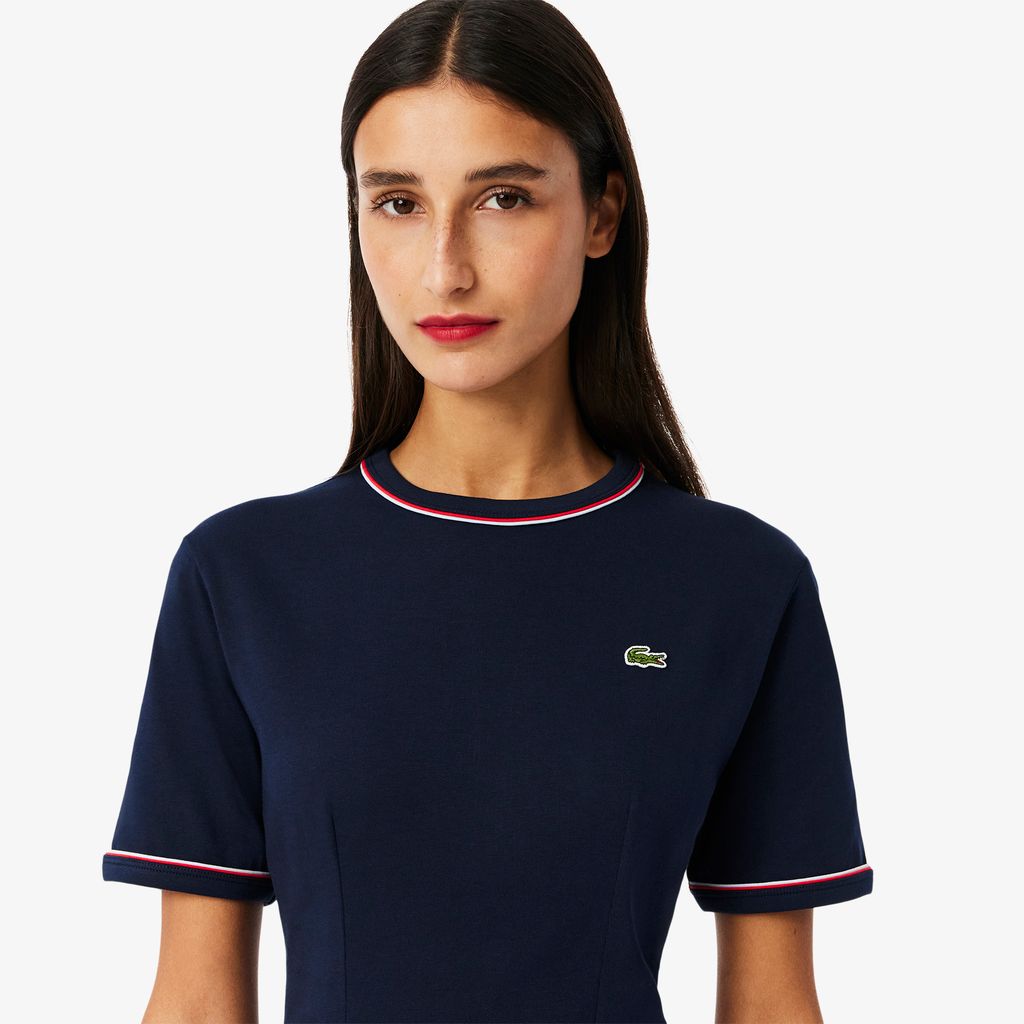 Đầm Thun Lacoste Nữ Chất Liệu Jersey Họa Tiết Viền Nổi Bật