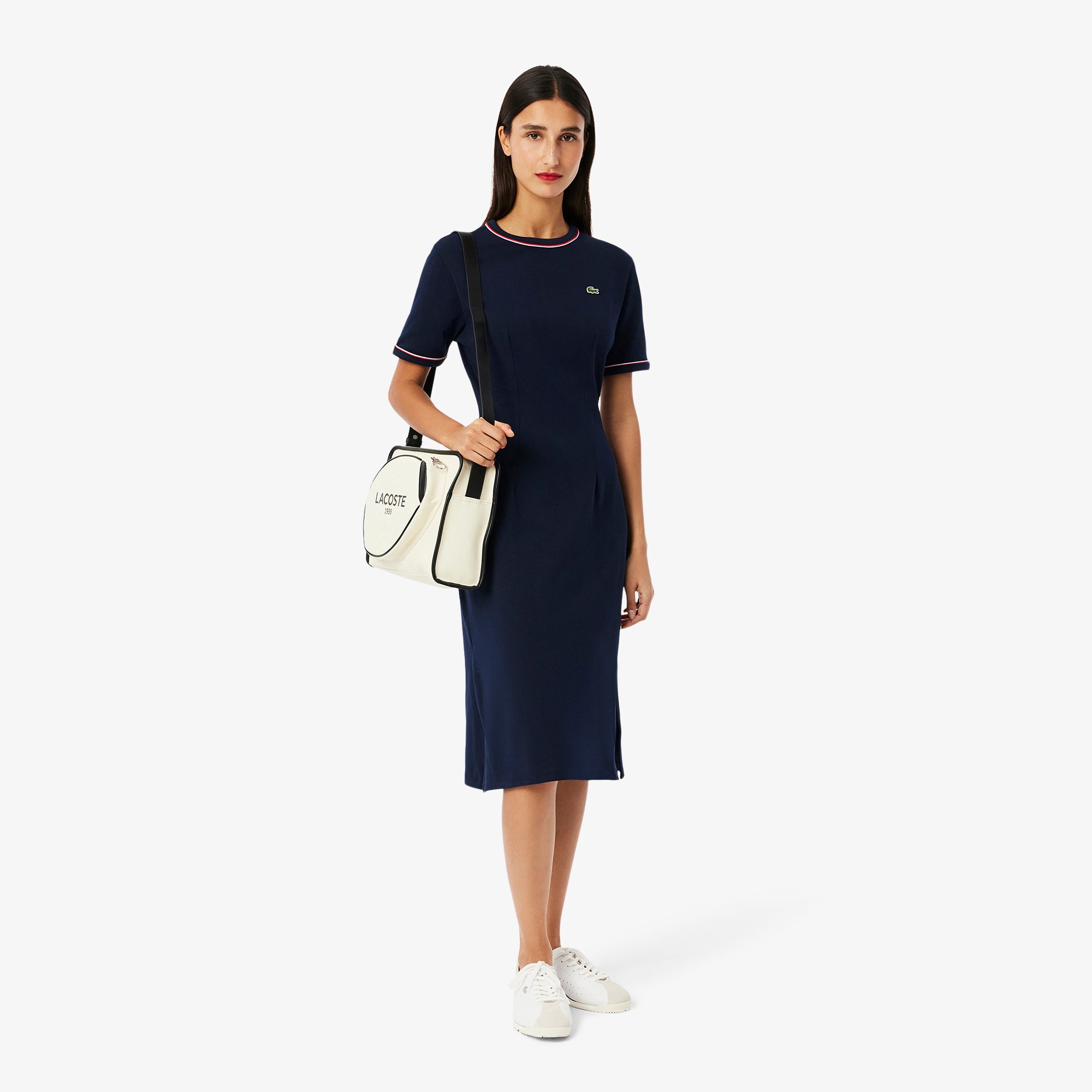 Đầm Thun Lacoste Nữ Chất Liệu Jersey Họa Tiết Viền Nổi Bật