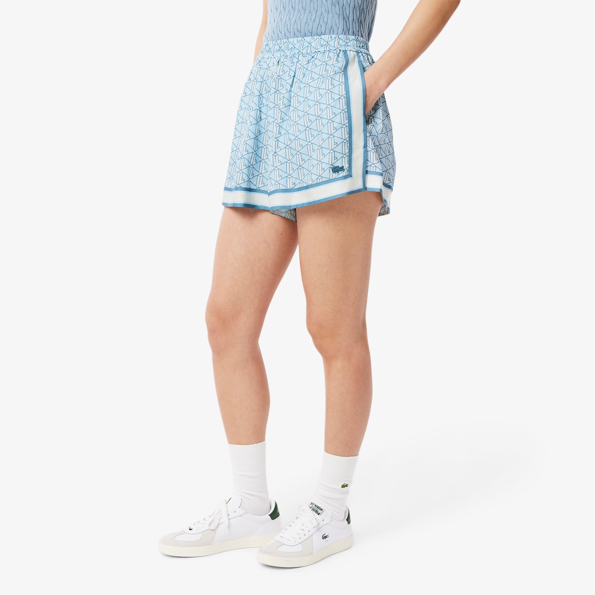 Quần Ngắn Lacoste Nữ Chất liệu Mềm In Họa Tiết Monogram