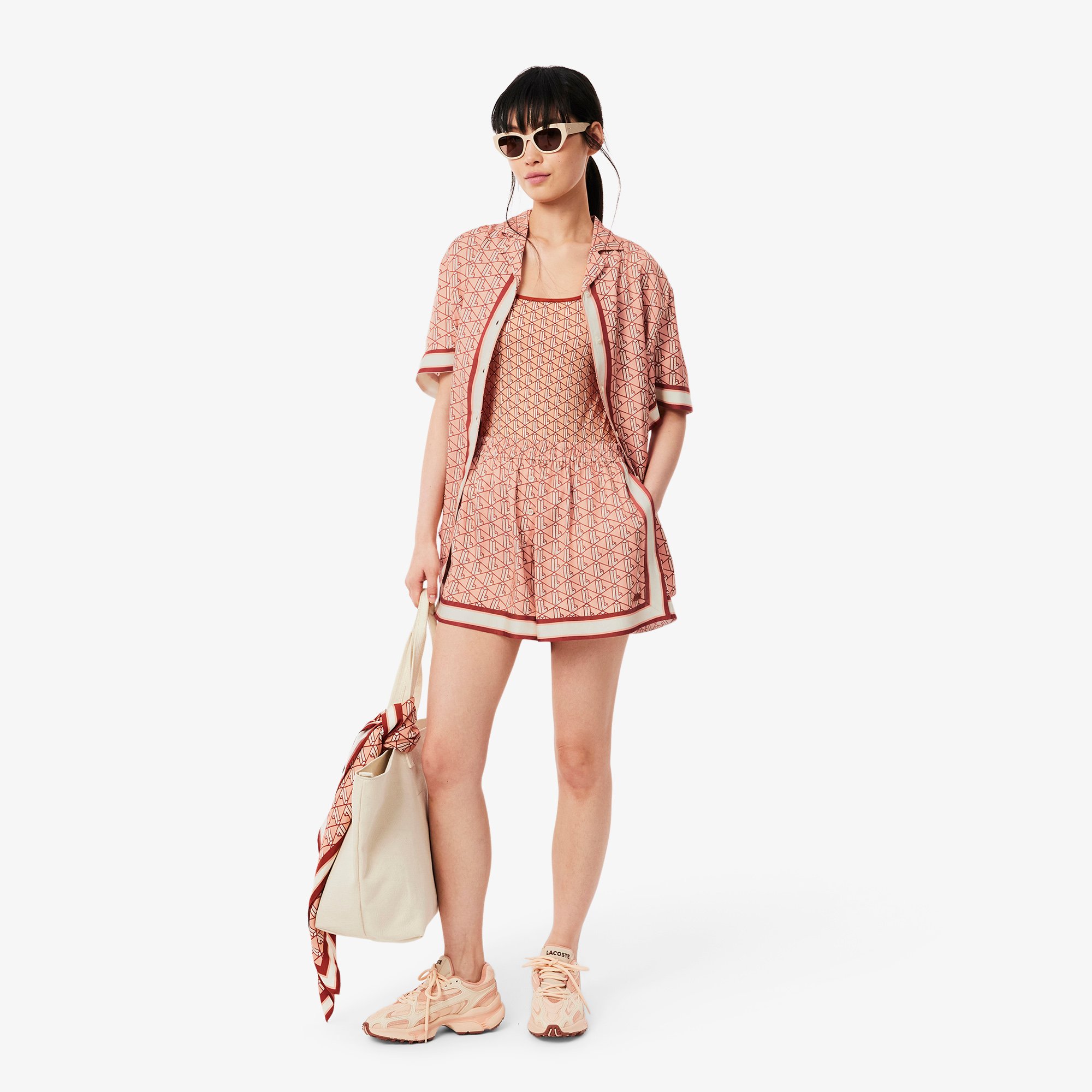 Quần Ngắn Lacoste Nữ Chất liệu Mềm In Họa Tiết Monogram