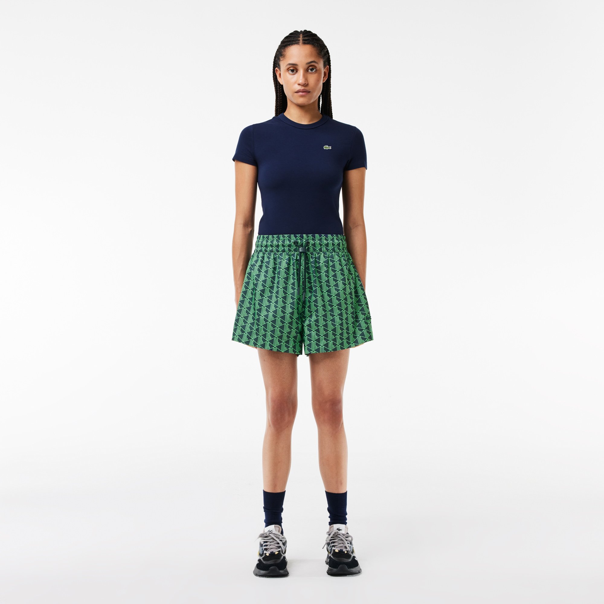 Quần Ngắn Lacoste Nữ Họa Tiết Monogram