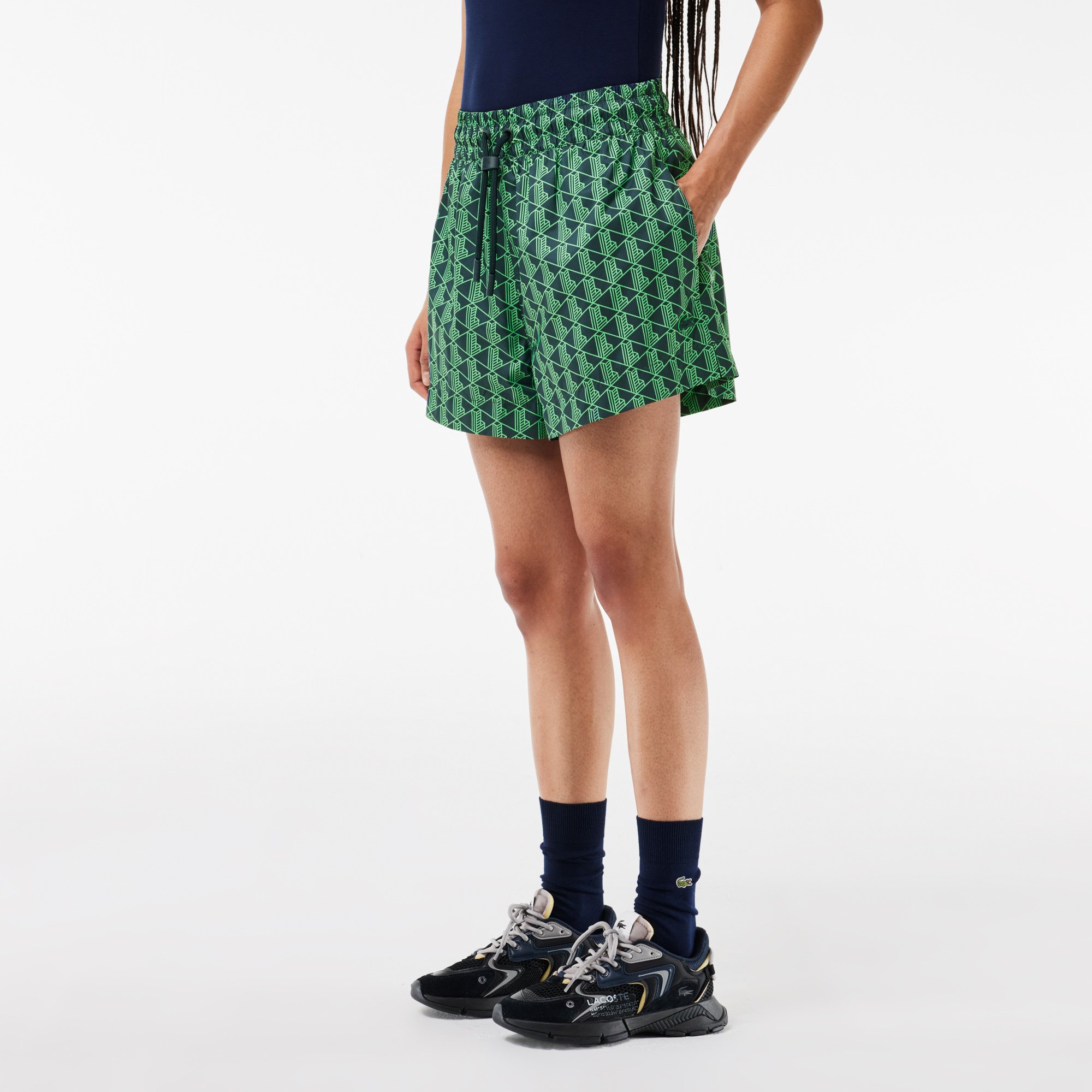 Quần Ngắn Lacoste Nữ Họa Tiết Monogram