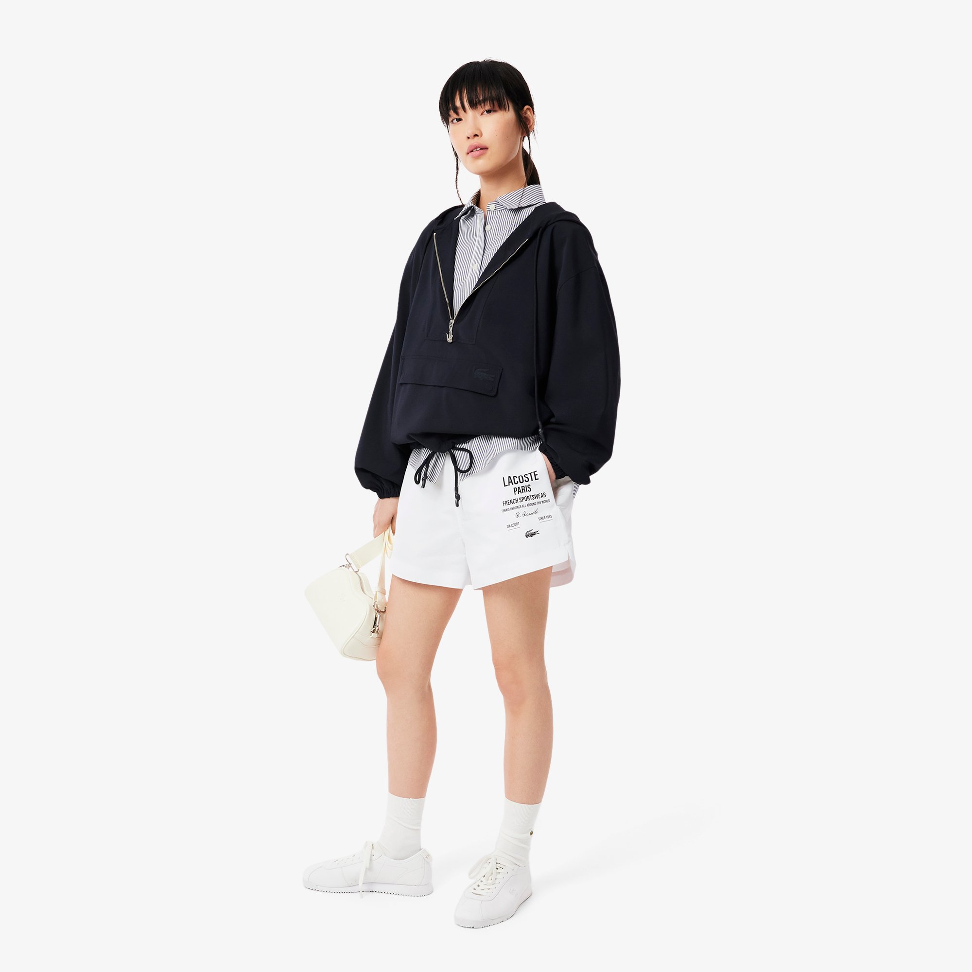 Quần Ngắn Lacoste Nữ Họa Tiết In Dài