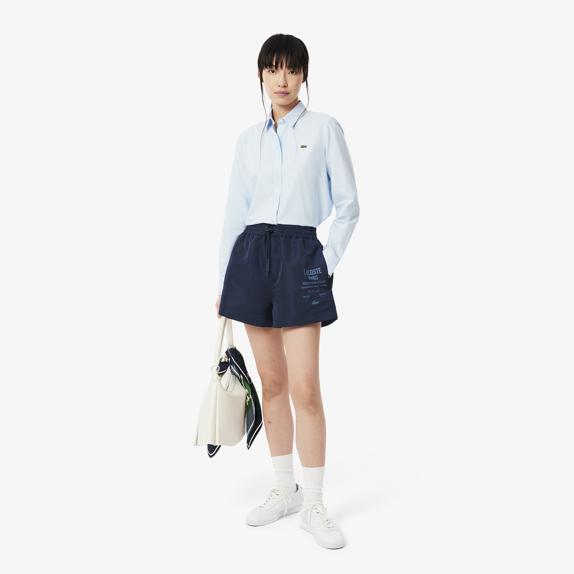 Quần Ngắn Lacoste Nữ Họa Tiết In Dài