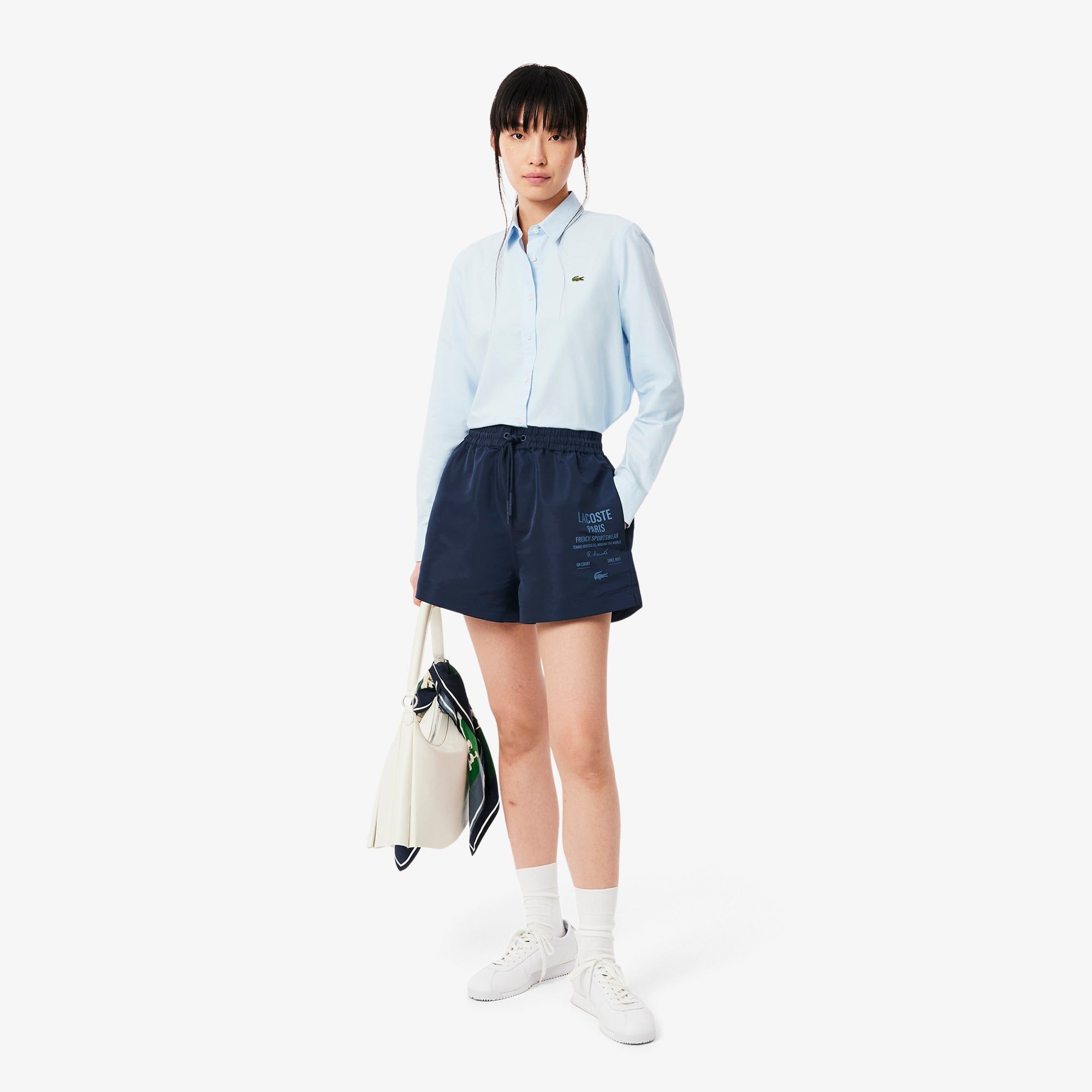 Quần Ngắn Lacoste Nữ Họa Tiết In Dài