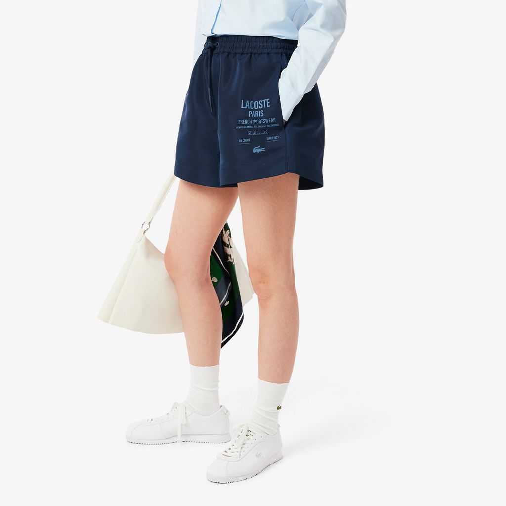 Quần Ngắn Lacoste Nữ Họa Tiết In Dài