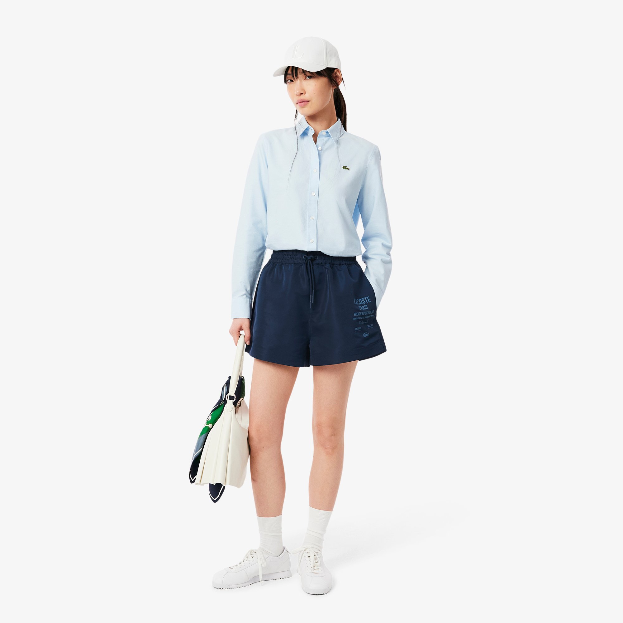 Quần Ngắn Lacoste Nữ Họa Tiết In Dài