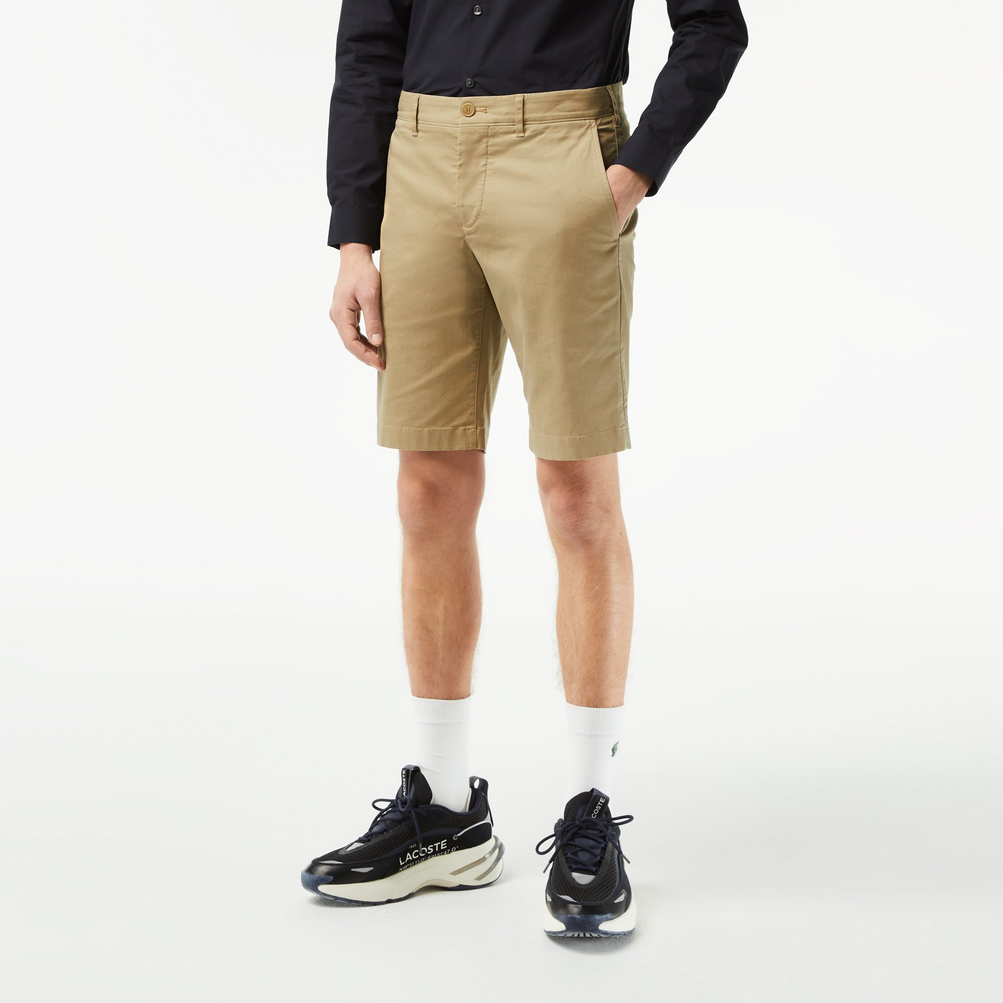 Quần Ngắn Bermuda Lacoste Nam Ôm Dáng Chất Liệu Organic Cotton