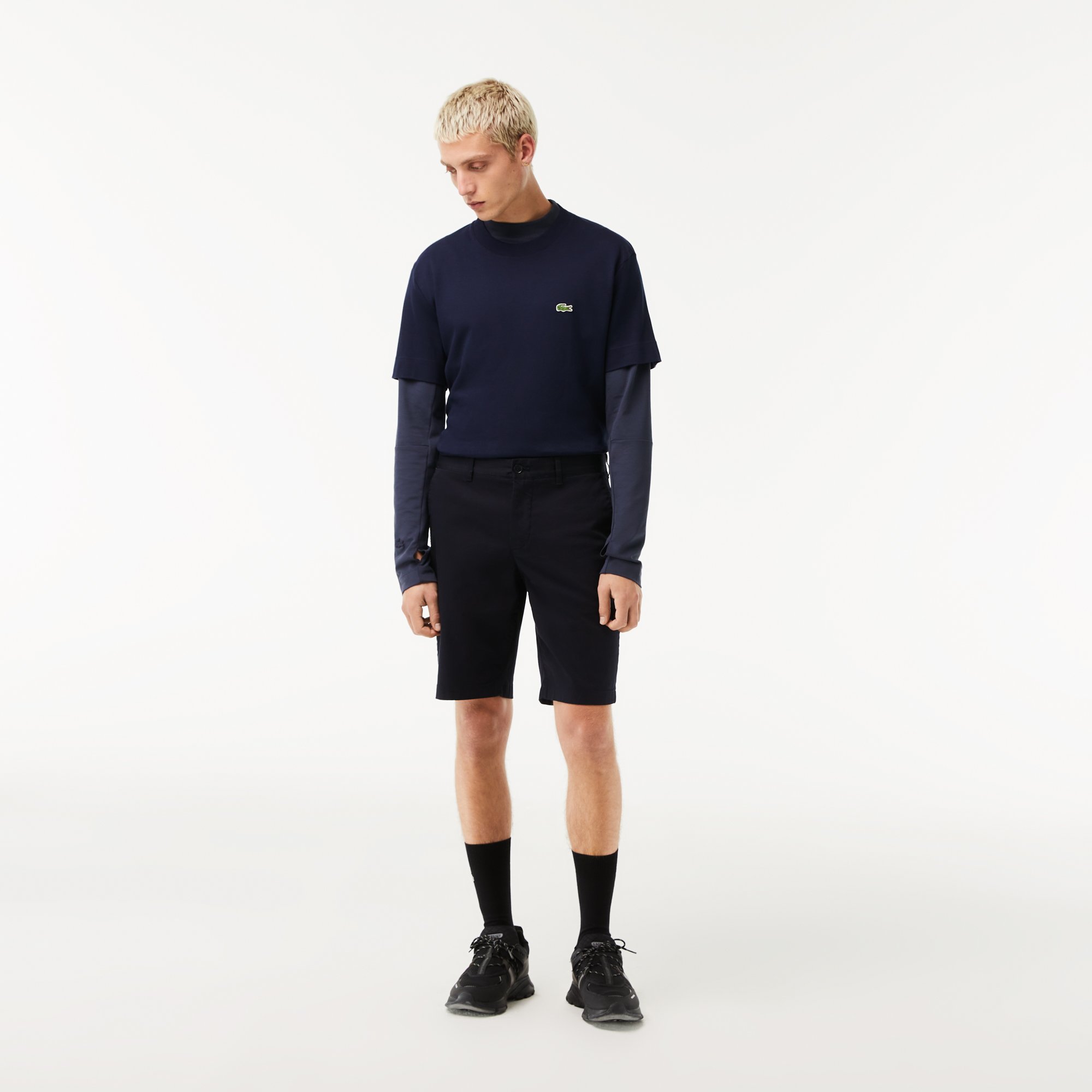 Quần Ngắn Bermuda Lacoste Nam Ôm Dáng Chất Liệu Organic Cotton