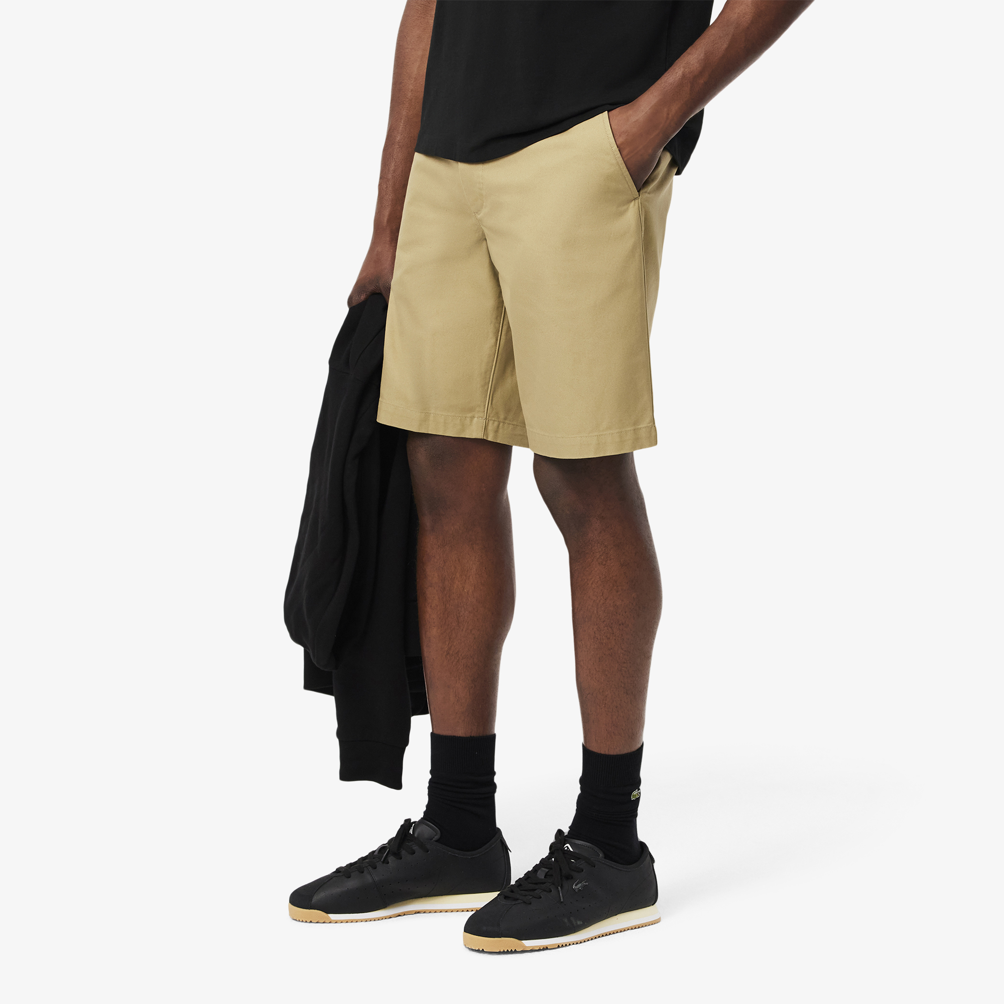 Quần Ngắn Bermuda Lacoste Nam Ống Suông Chất Liệu Gabardine Chino