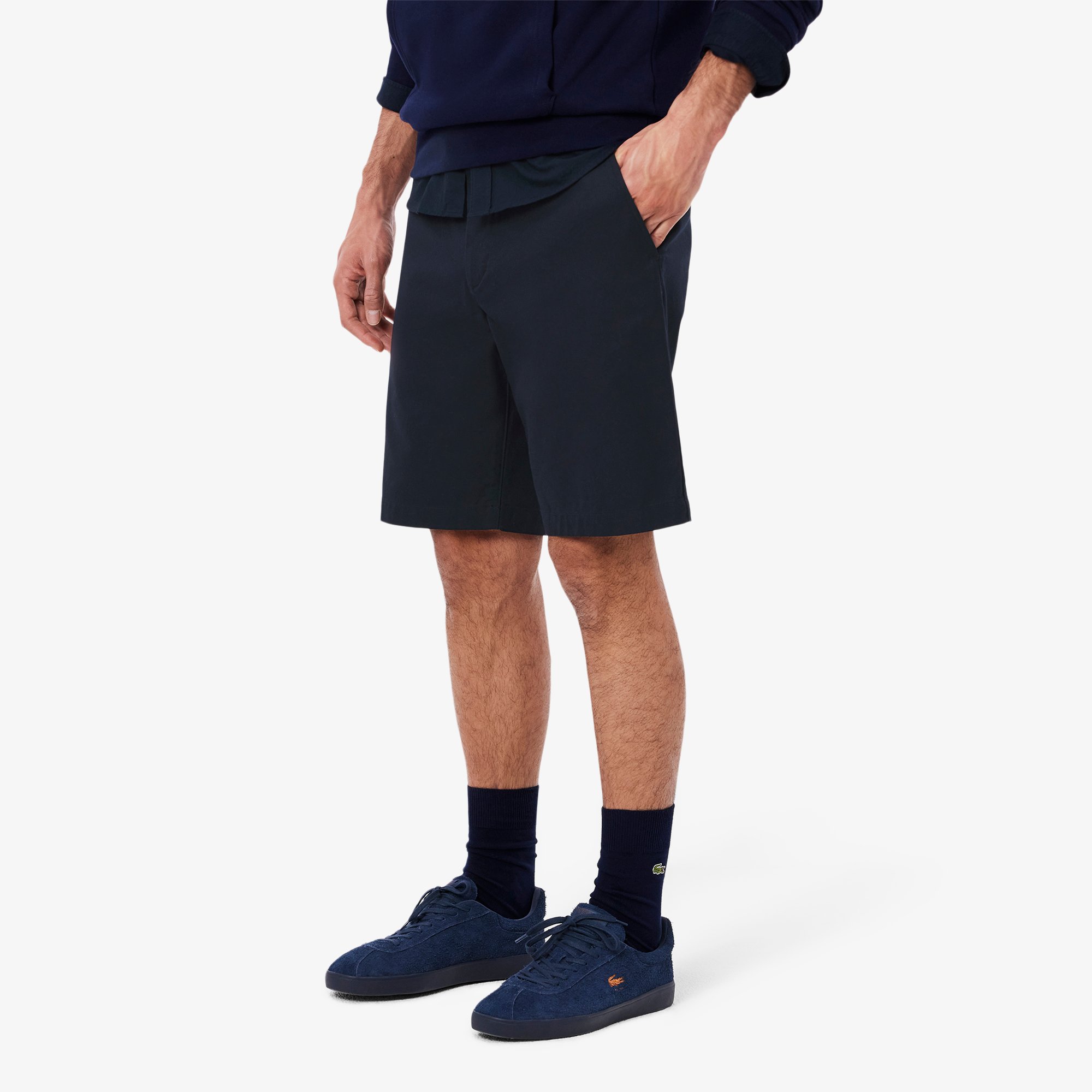 Quần Ngắn Bermuda Lacoste Nam Ống Suông Chất Liệu Gabardine Chino