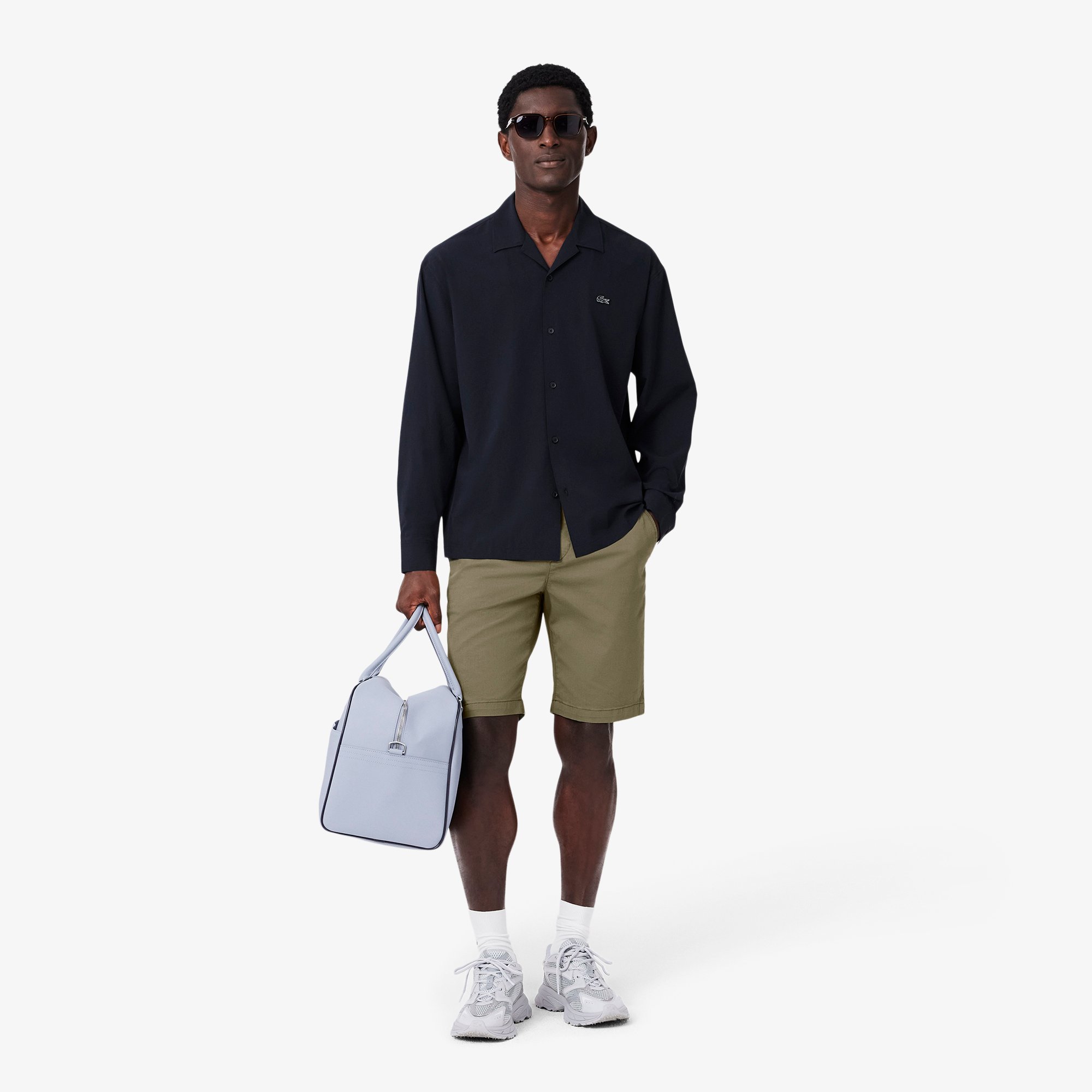 Quần Ngắn Lacoste Nam Ôm Dáng Chất Liệu Cotton Chino Co Giãn