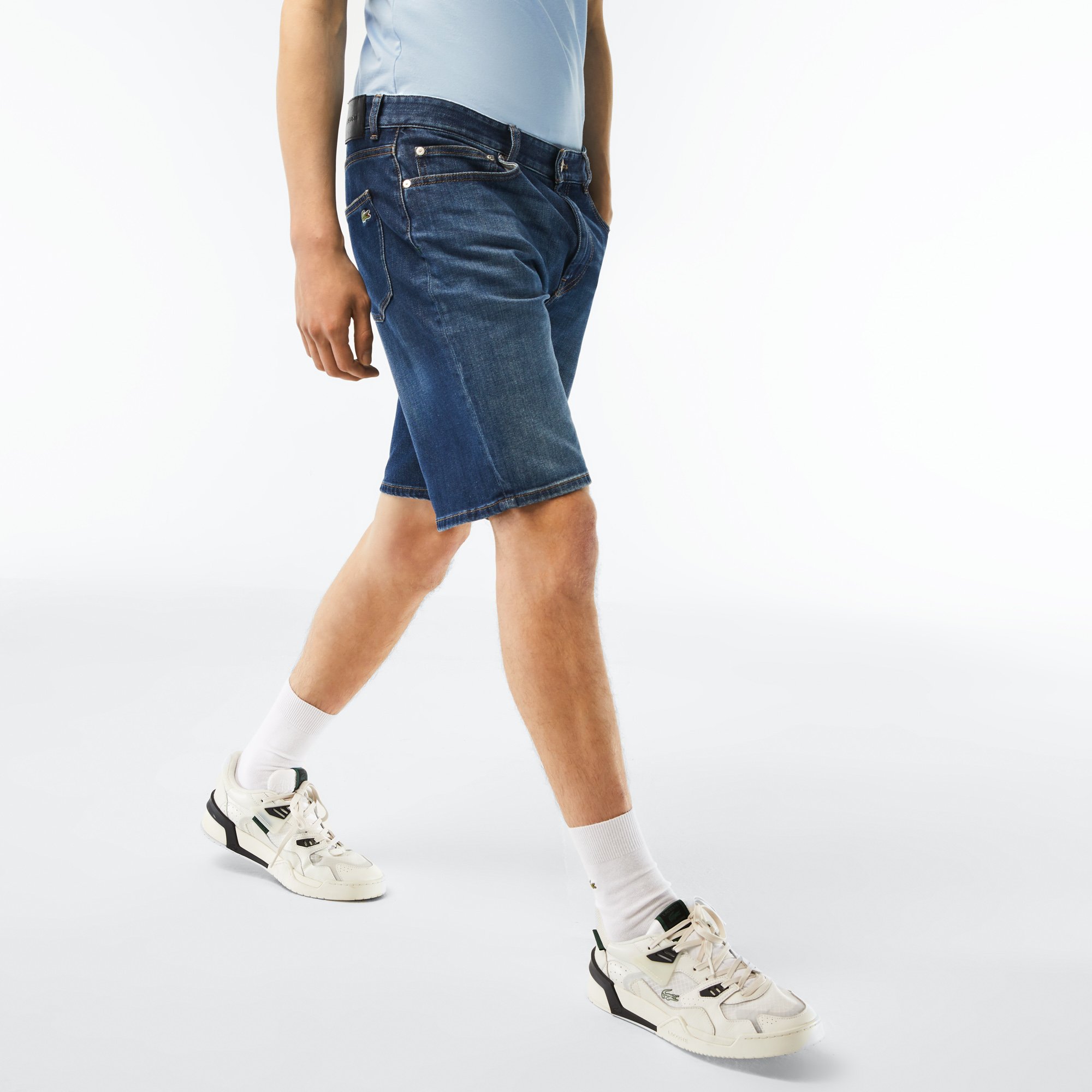 Quần Ngắn Bermuda Lacoste Nam Ôm Dáng Chất Liệu Cotton Denim Co Giãn