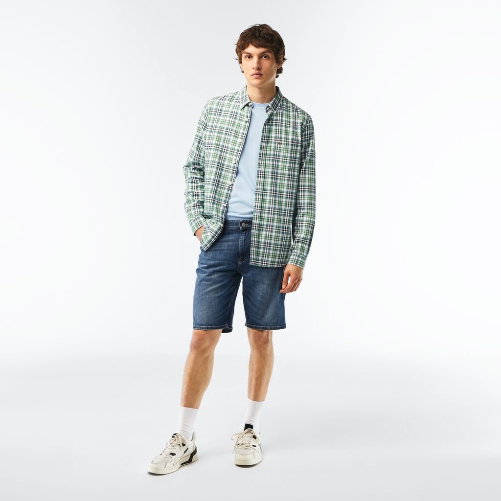 Quần Ngắn Bermuda Lacoste Nam Ôm Dáng Chất Liệu Cotton Denim Co Giãn