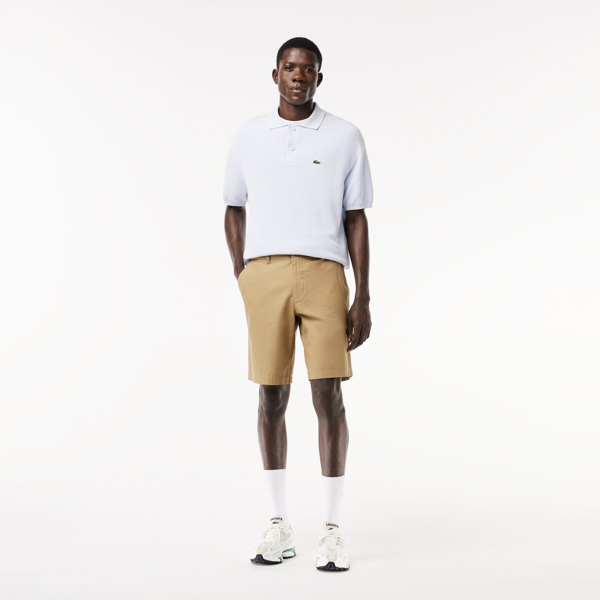 Quần Ngắn Chino Lacoste Nam Ống Suông Chất Liệu Cotton Twill