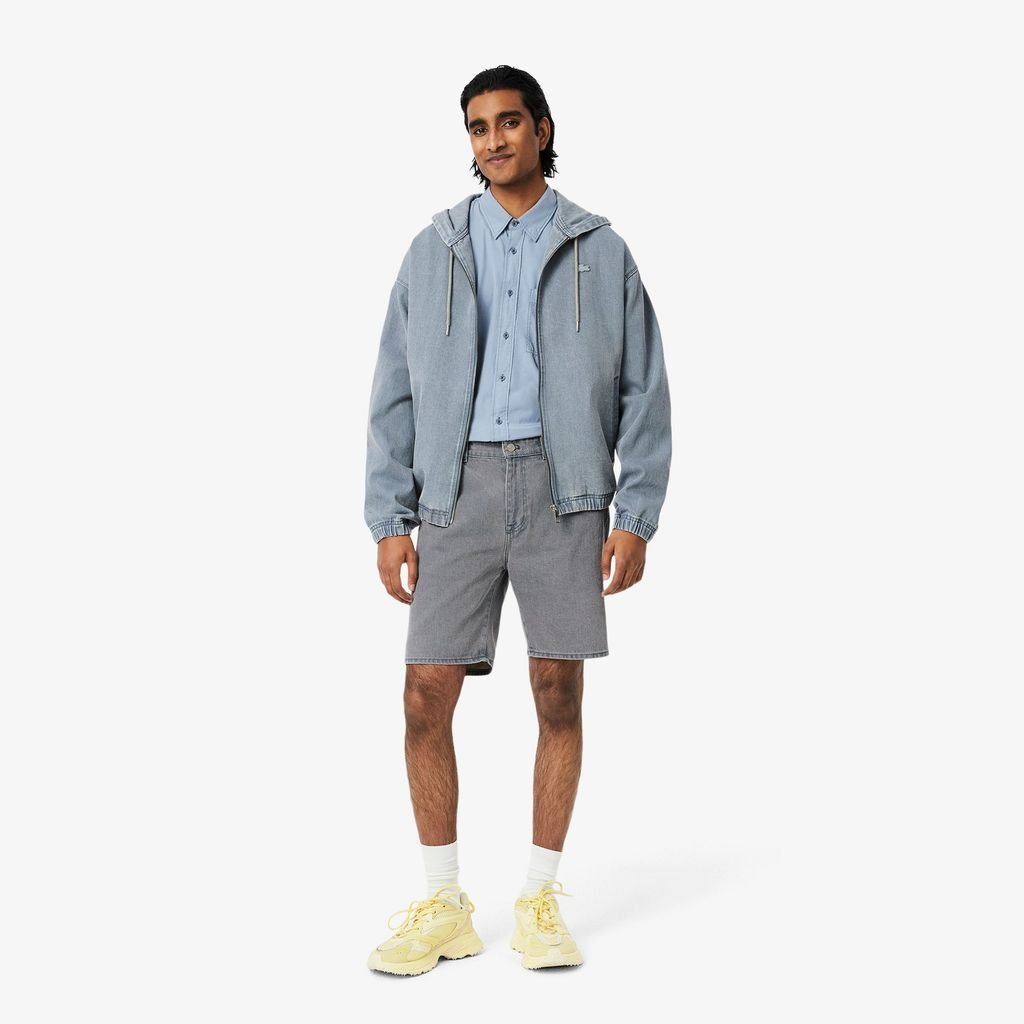 Quần Ngắn Bermuda Lacoste Nam Chất Liệu Denim Nhuộm Hiệu Ứng Washed