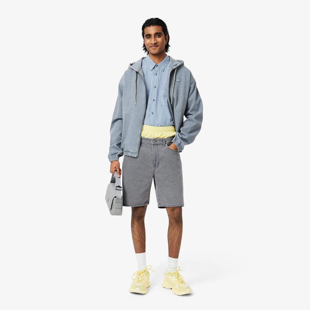 Quần Ngắn Bermuda Lacoste Nam Chất Liệu Denim Nhuộm Hiệu Ứng Washed