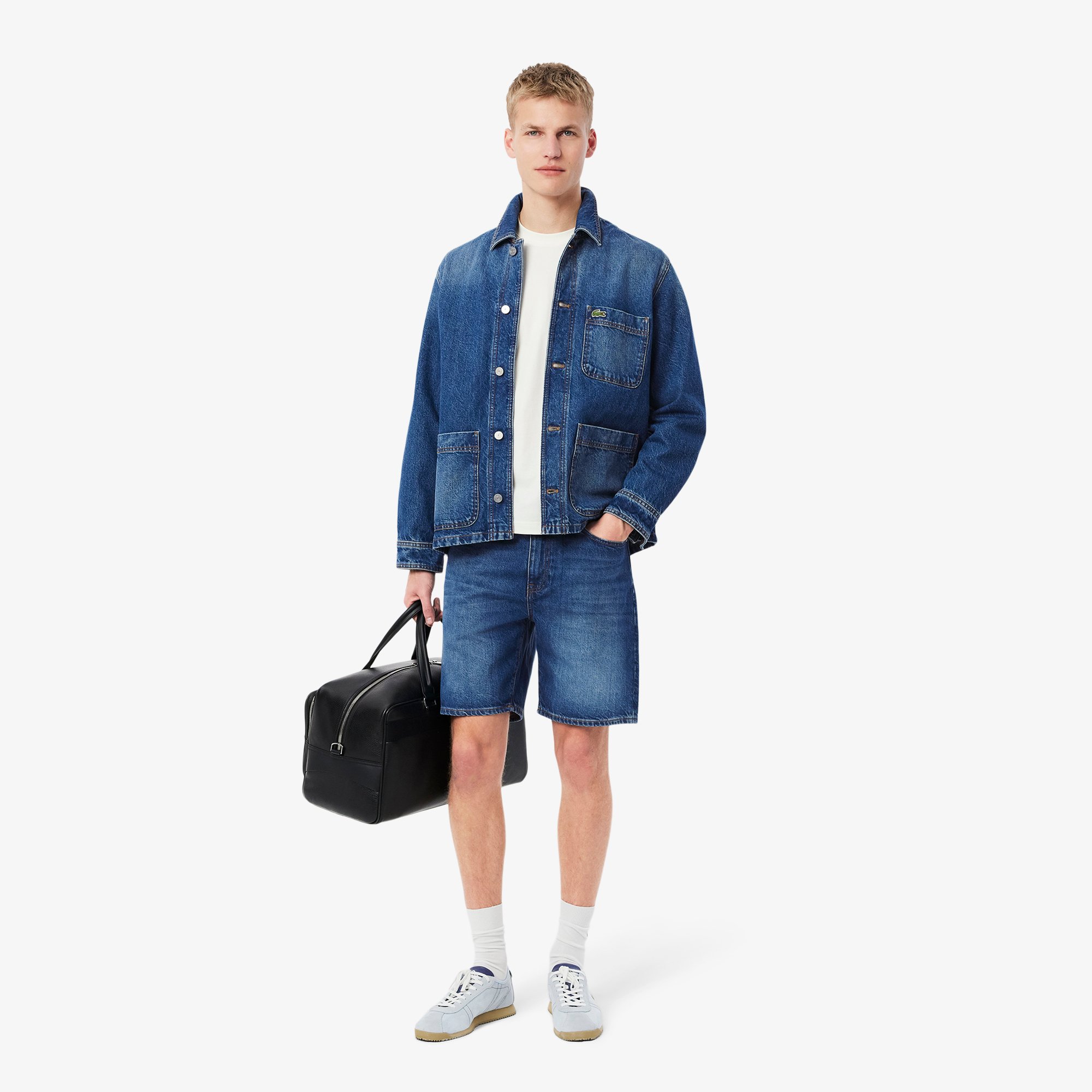 Quần Ngắn Bermuda Lacoste Nam Dáng Thẳng Chất Liệu Denim