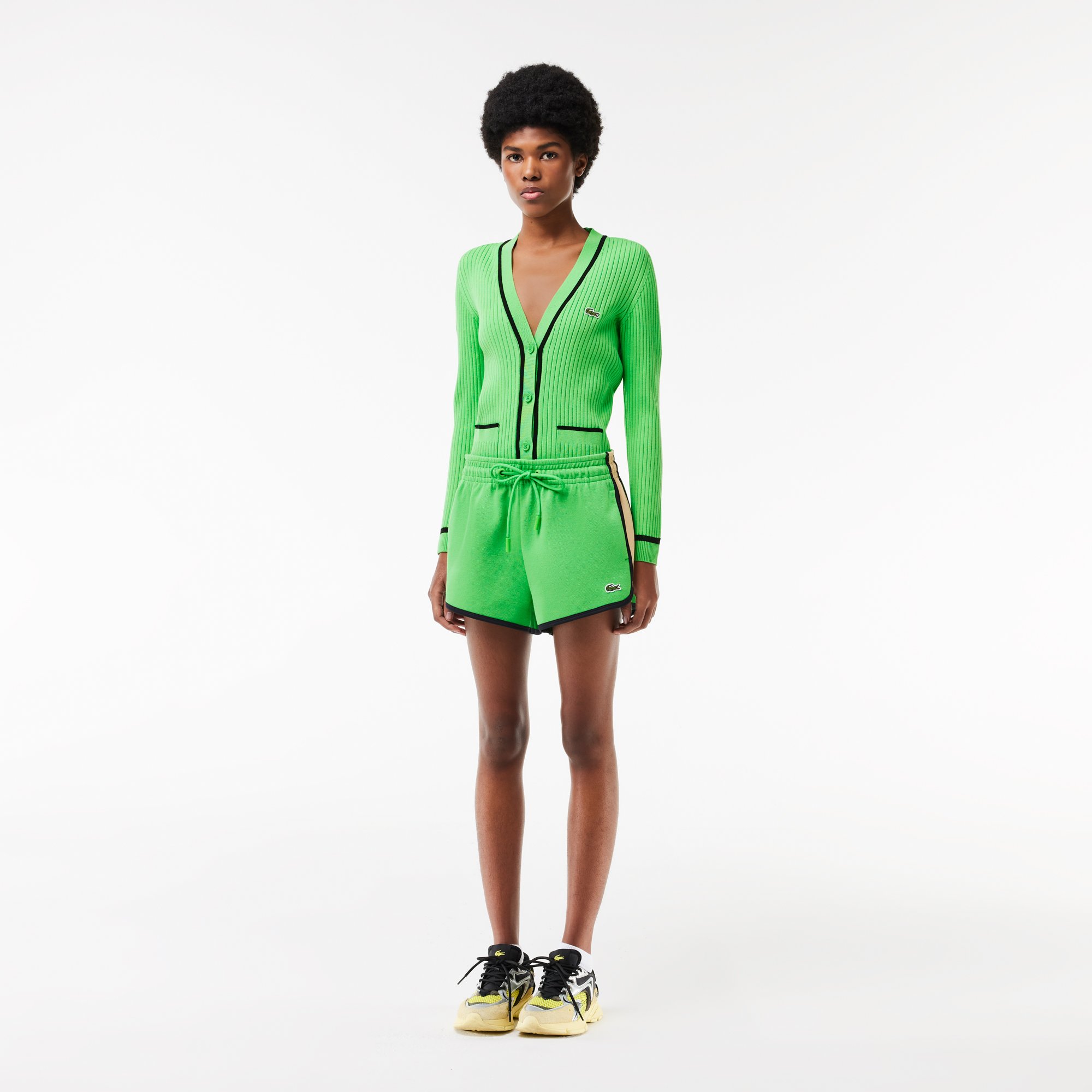 Quần Ngắn Lacoste Nữ Piqué Có Đường Viền Phối Màu