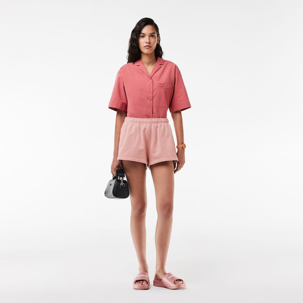 Quần Ngắn Lacoste Nữ Màu Nhuộm Tự Nhiên Chất Liệu Fleece